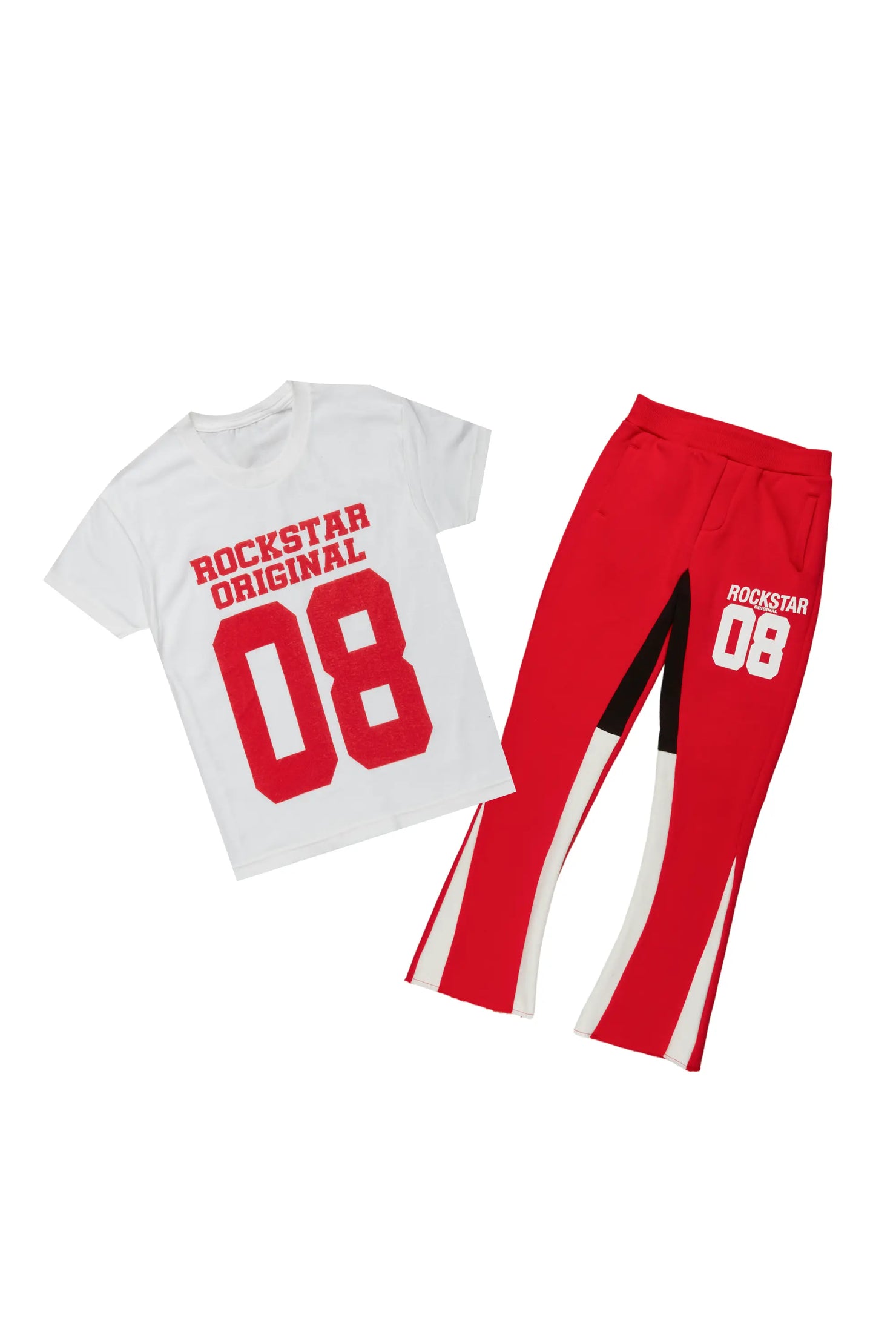 Boys Manu Red/White T-Shirt Stacked Set