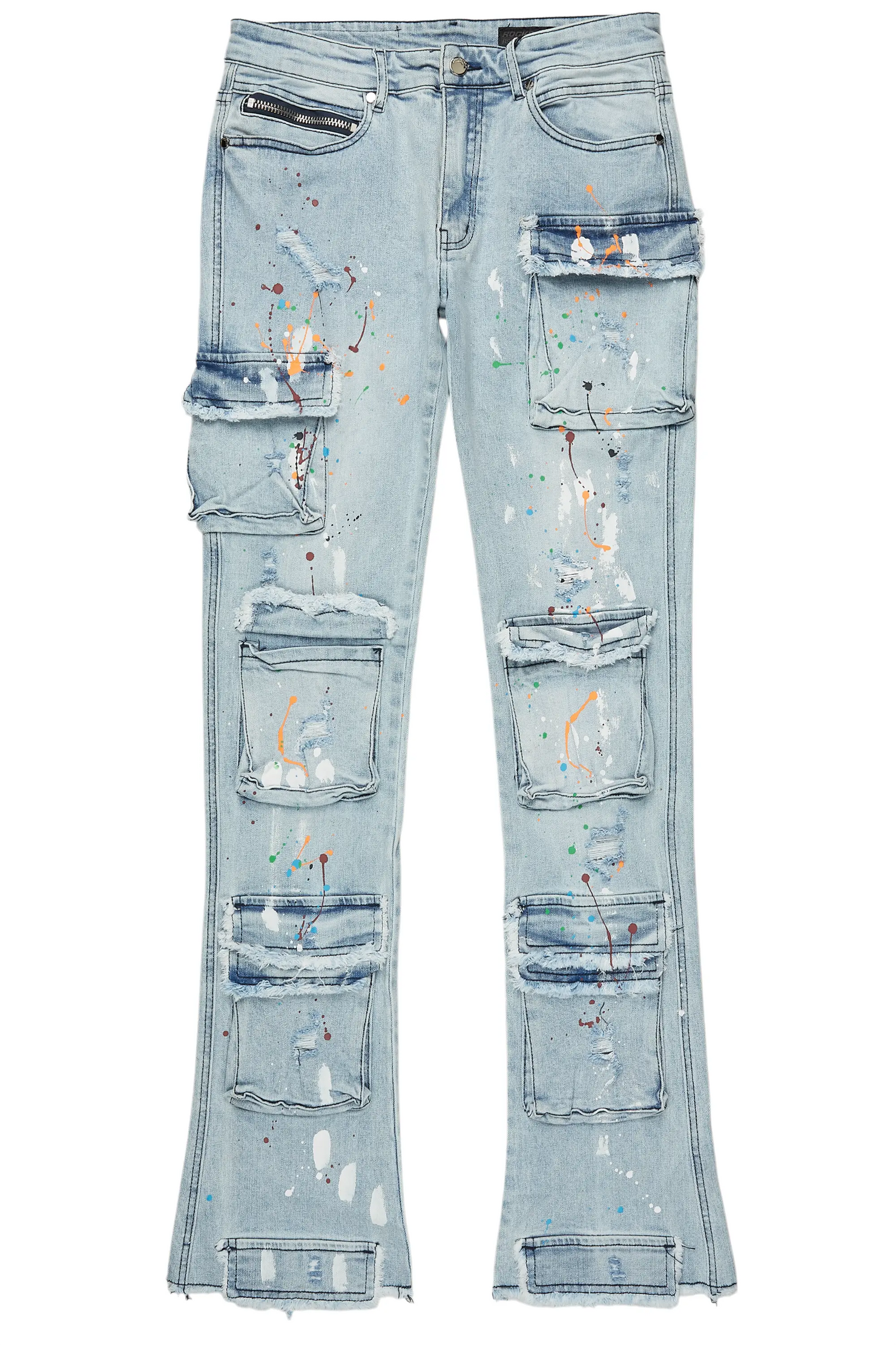 Orien Blue Painter Stacked Flare Jean