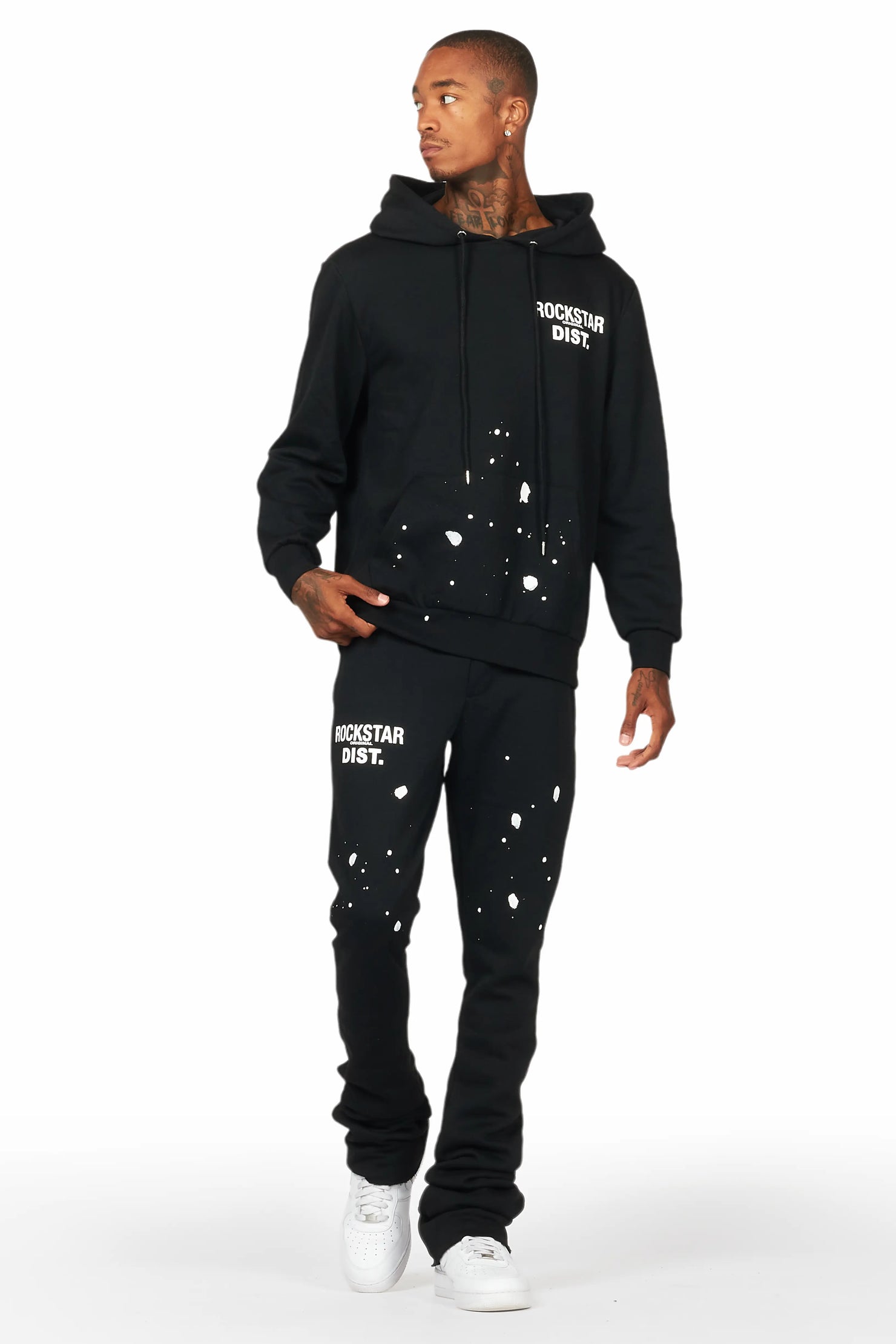 Raffer Black Hoodie/Super Stacked Flare Track Set