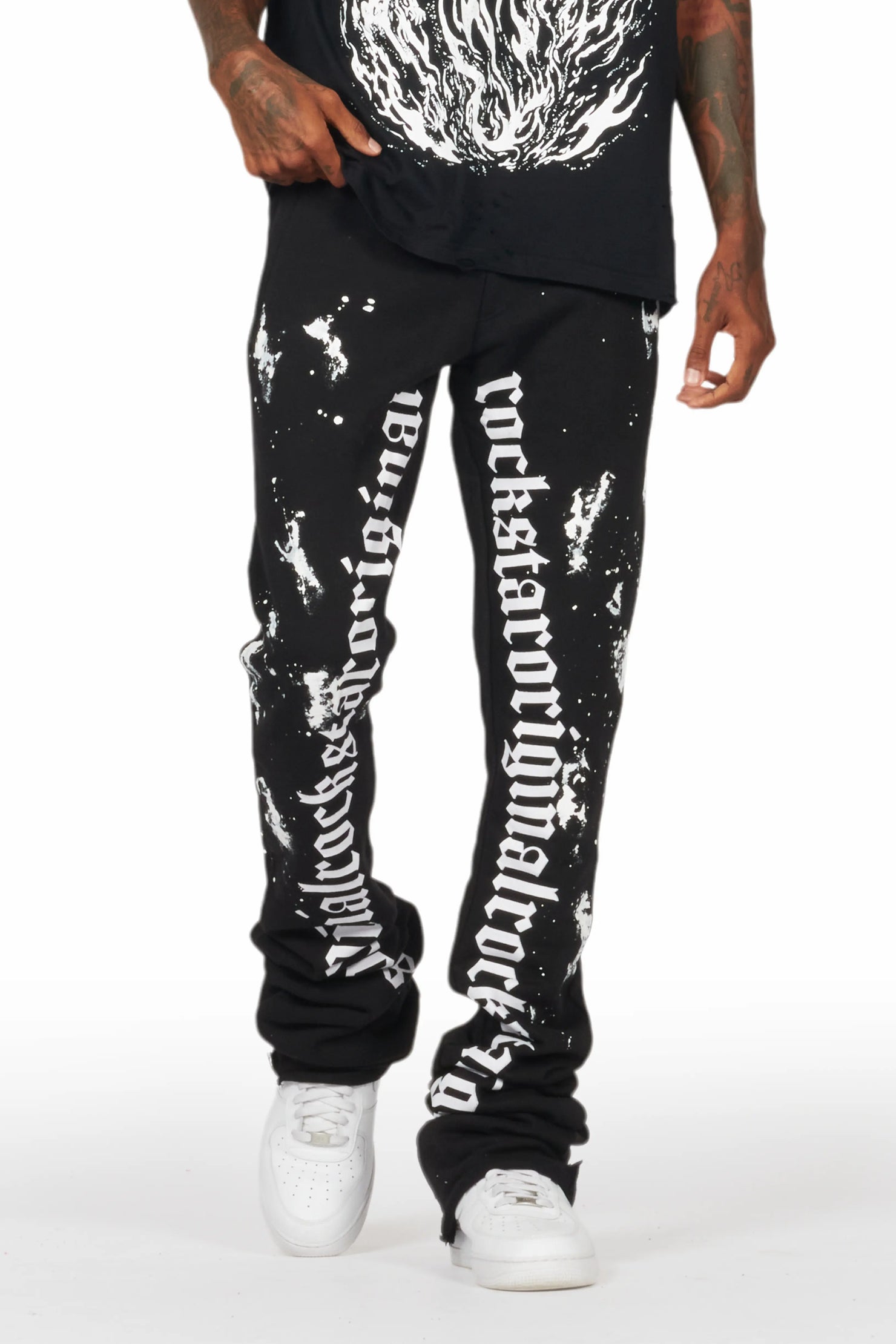 Adwin Painter Black/White Super Stacked Flare Pants