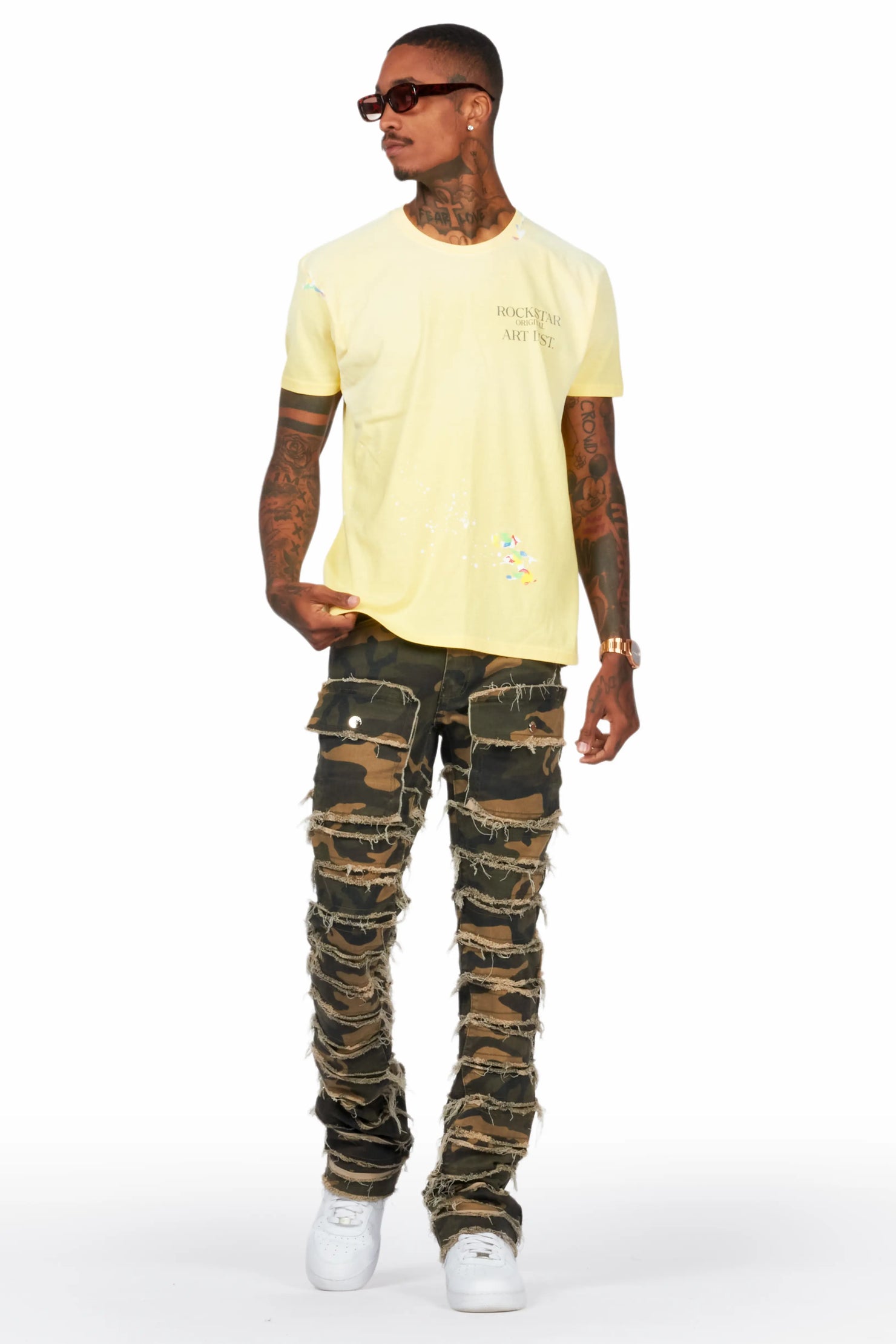 Kinby Camo Stacked Flare Jean