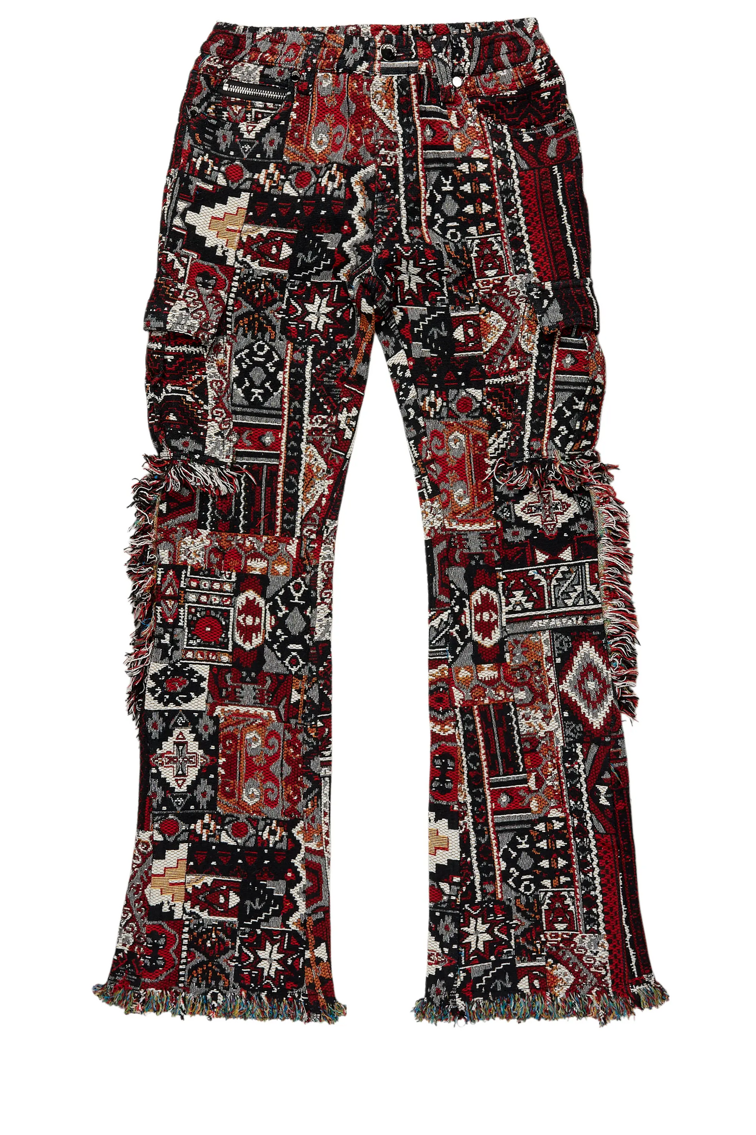 Boys Ayami Black/Multi Slim Tapestry Flare Pants