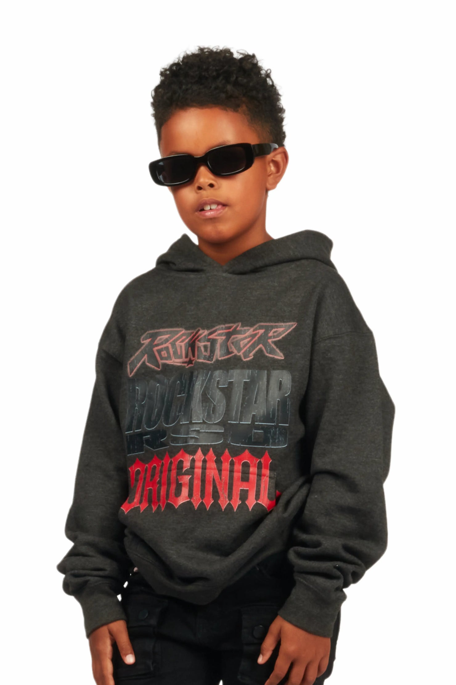 Boys Kaden Charcoal Graphic Hoodie