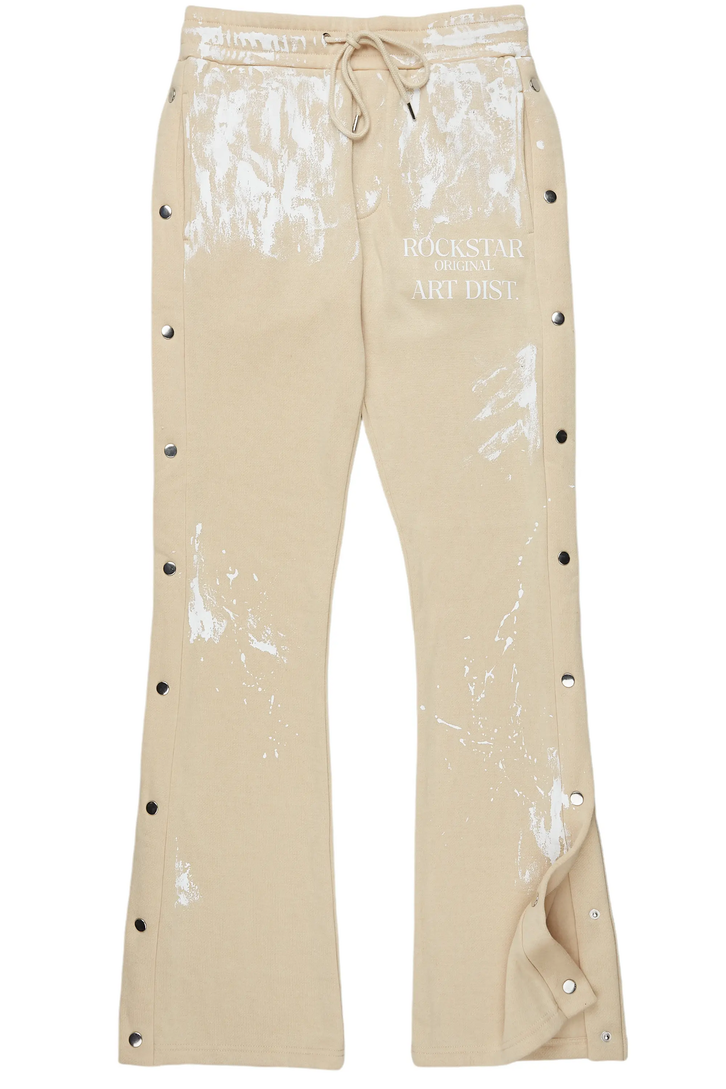 Filip Beige Baggy Snap Button Pant