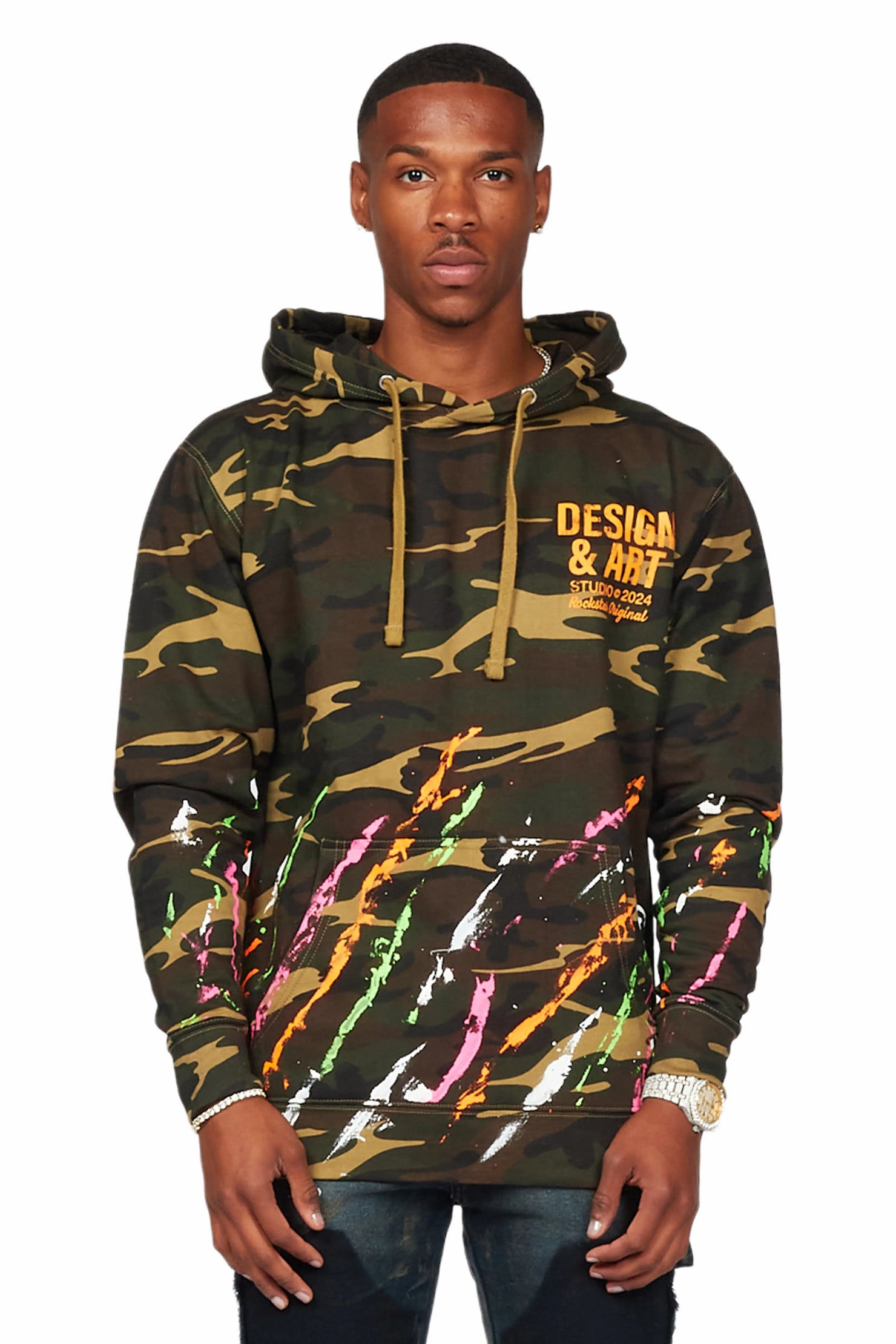 Rahmi Beige Camo Graphic Hoodie