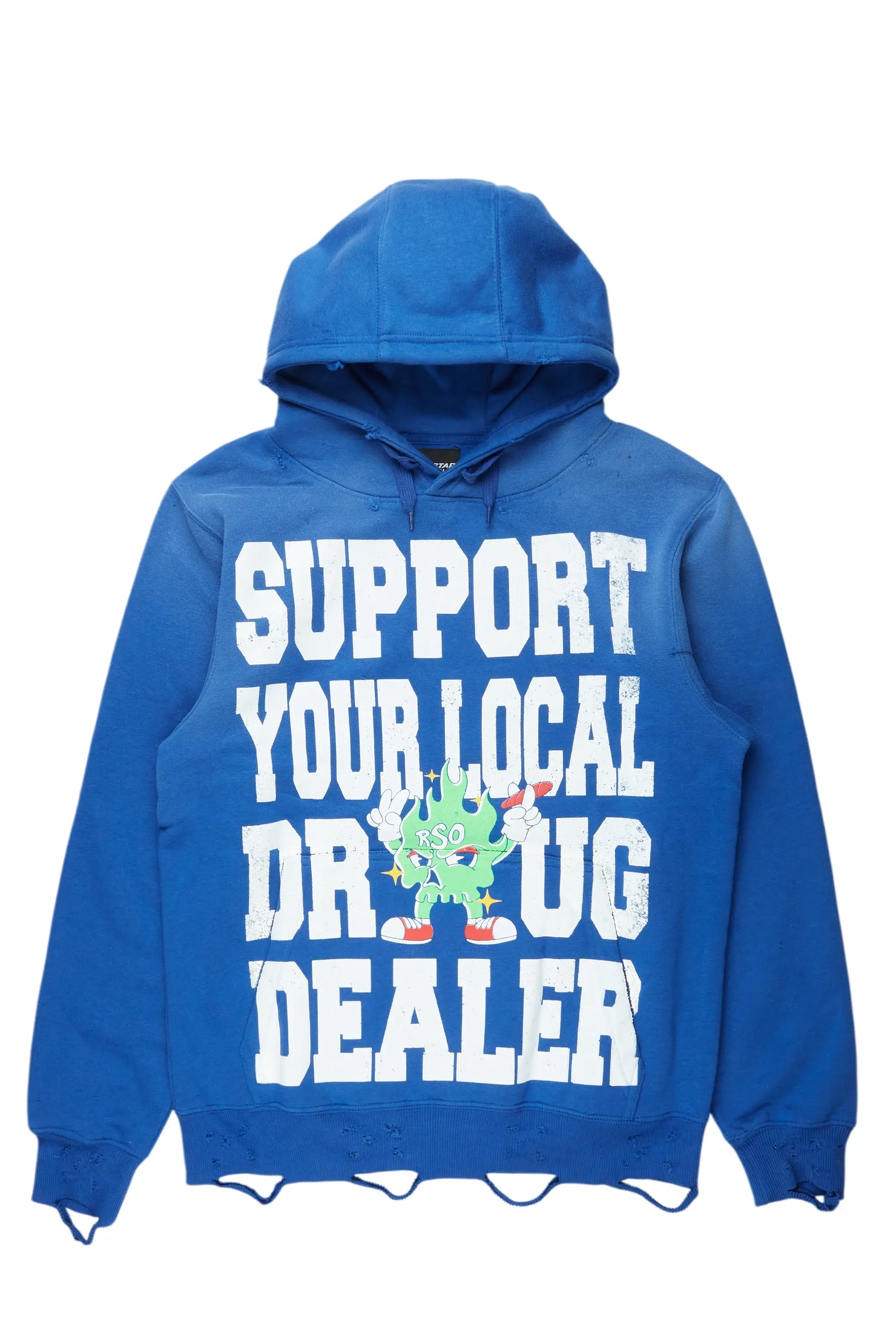 Tarl Royal Blue Distressed Graphic Hoodie