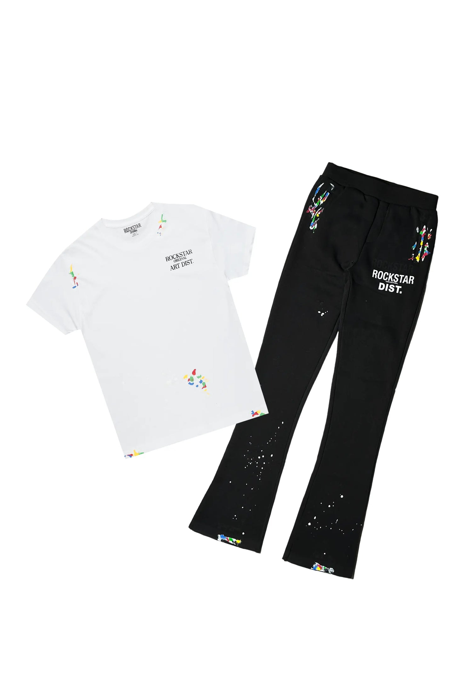 Boys Artemi White/Black T-Shirt Super Stacked Set