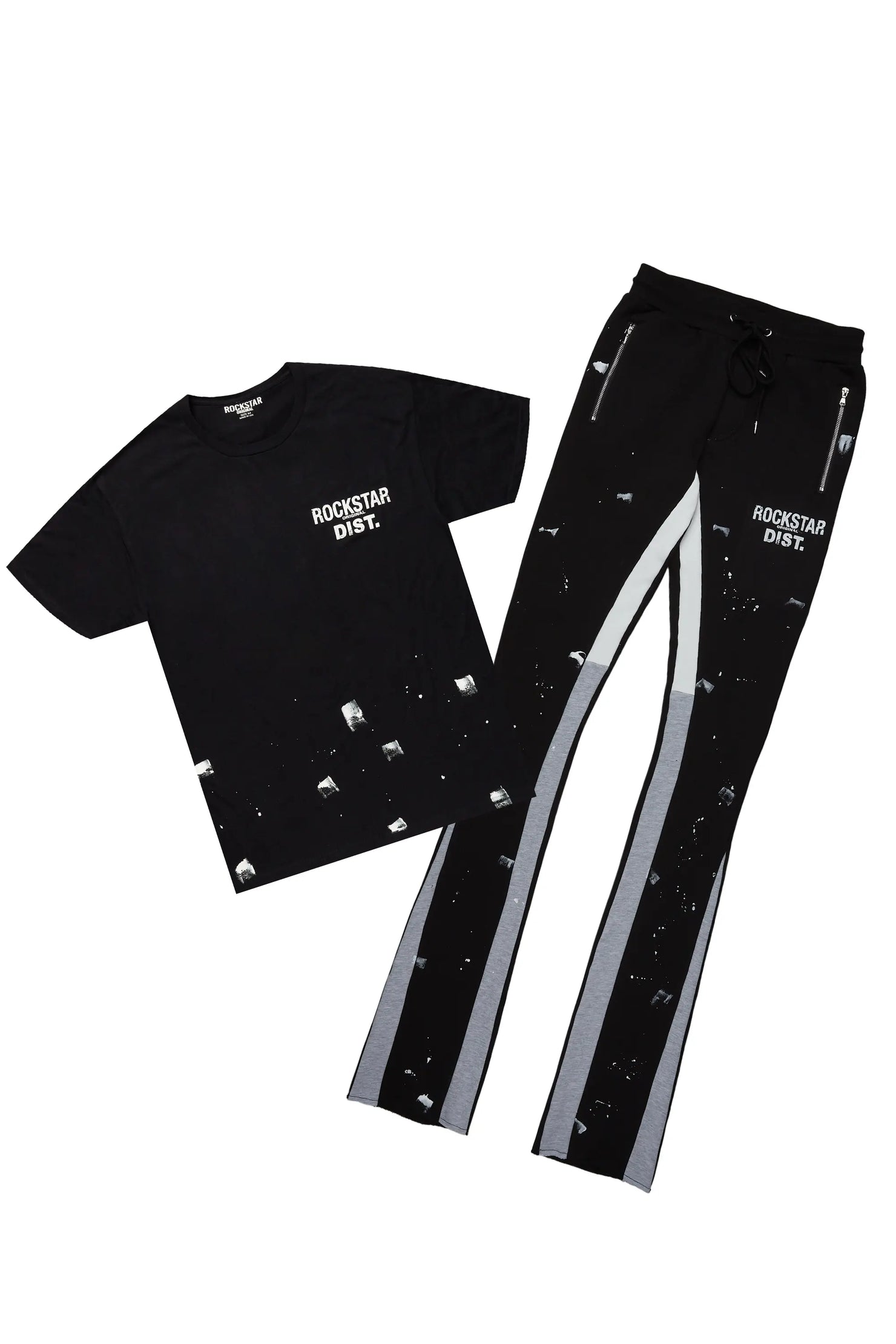 Raffer Black T-Shirt Super Stacked Flare Track Set