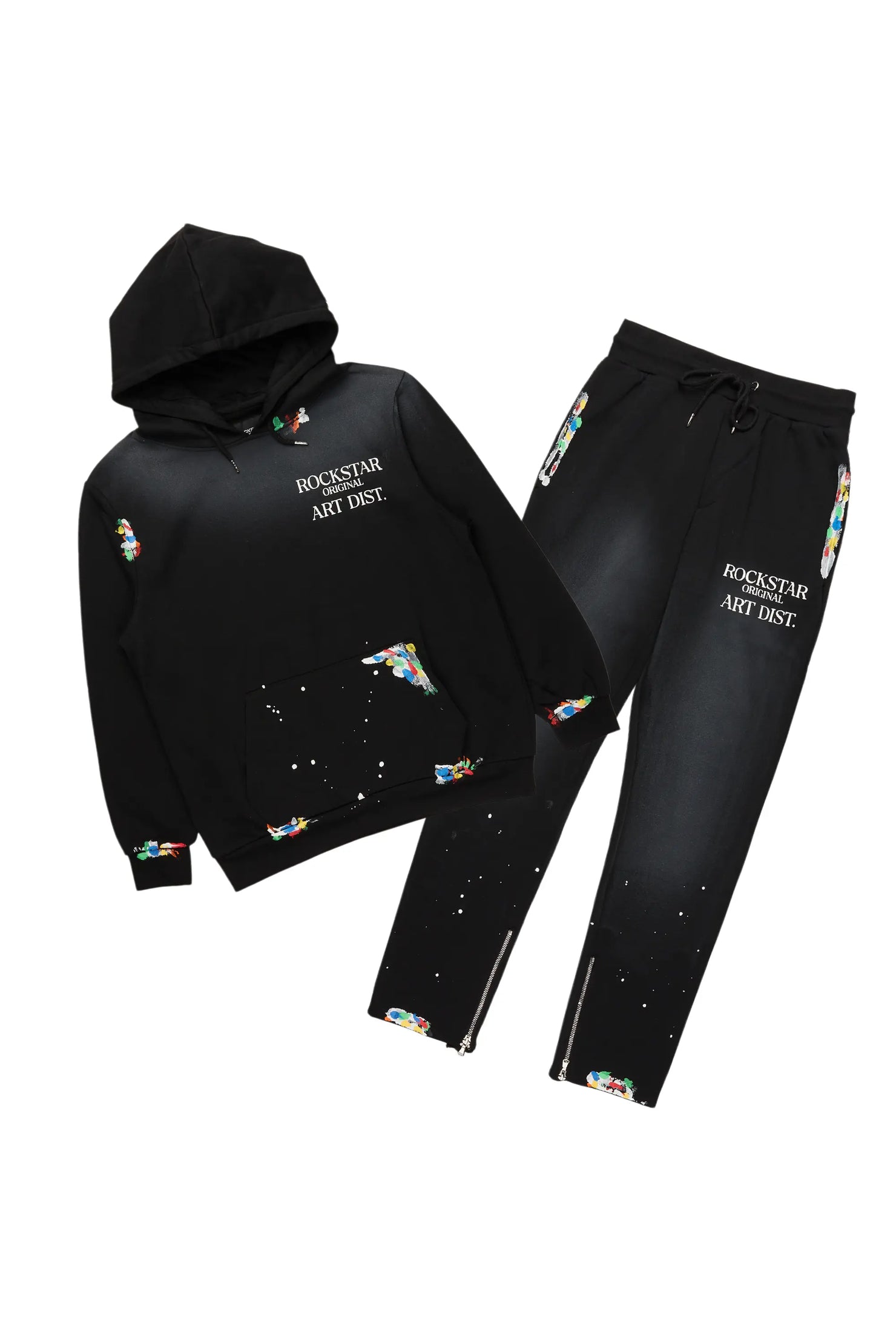 Rockstar Art Dist. Black Slim Hoodie Track Set