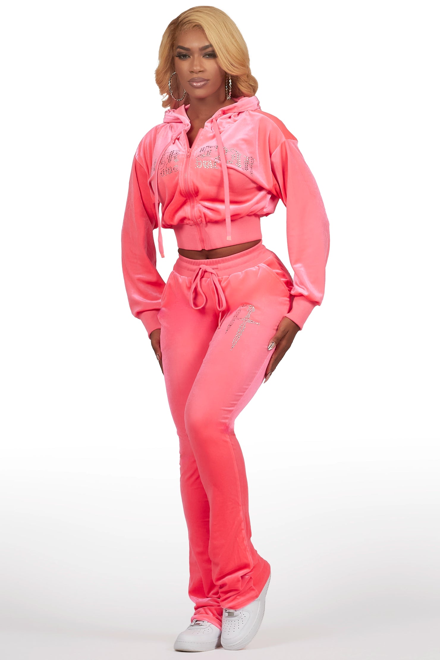 Atalaya Neon Pink Stacked Velour Trackset