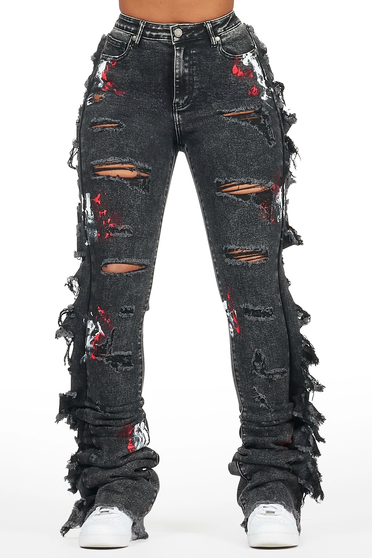 Analyse Black Wash Painted Super Stacked Jean