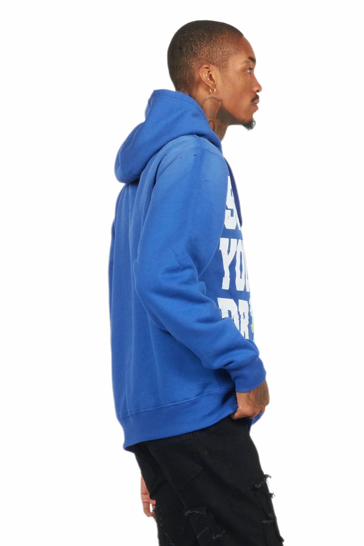 Tarl Royal Blue Distressed Graphic Hoodie