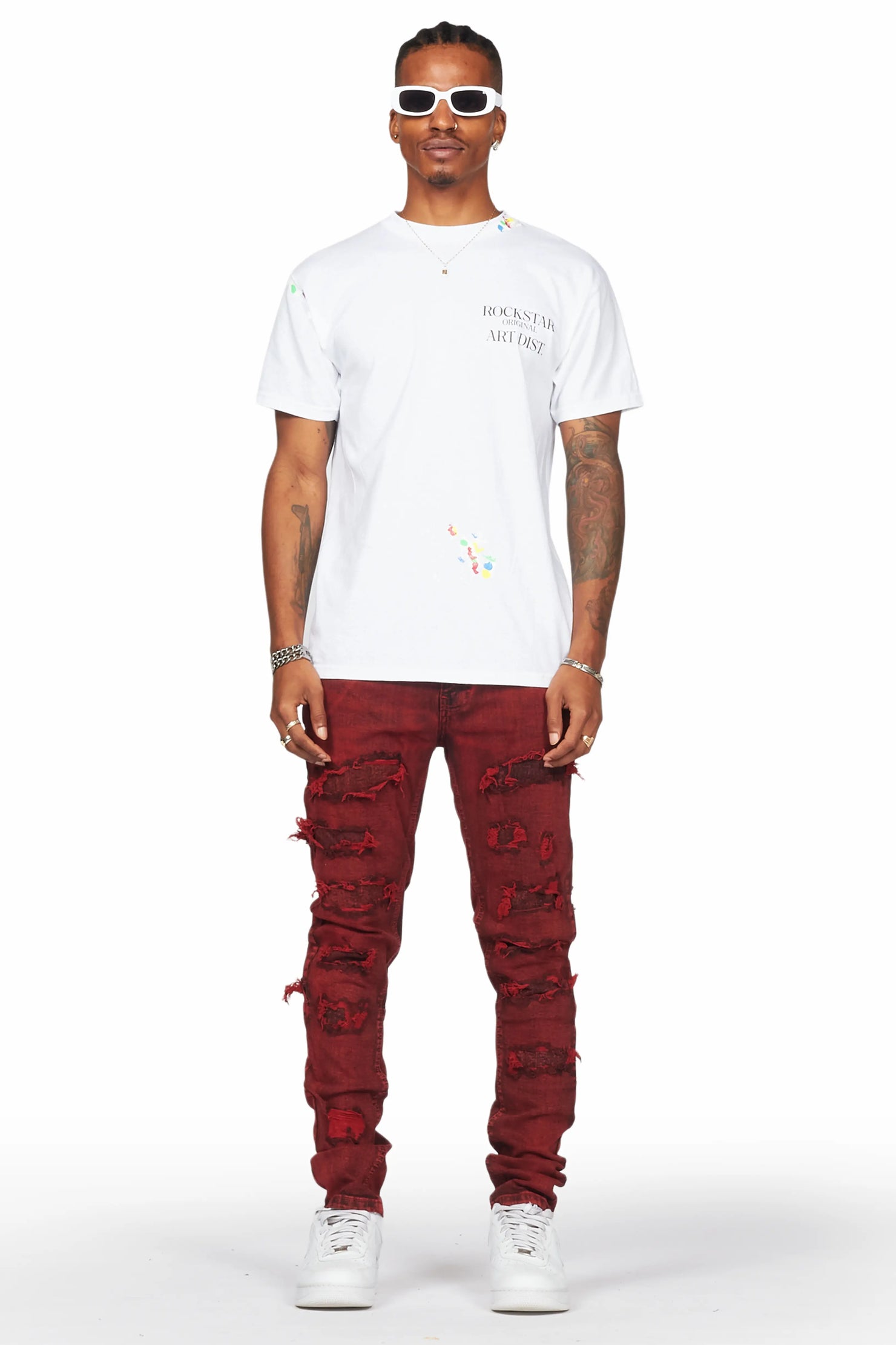 Dalit Red Under Patch Skinny Fit Jean