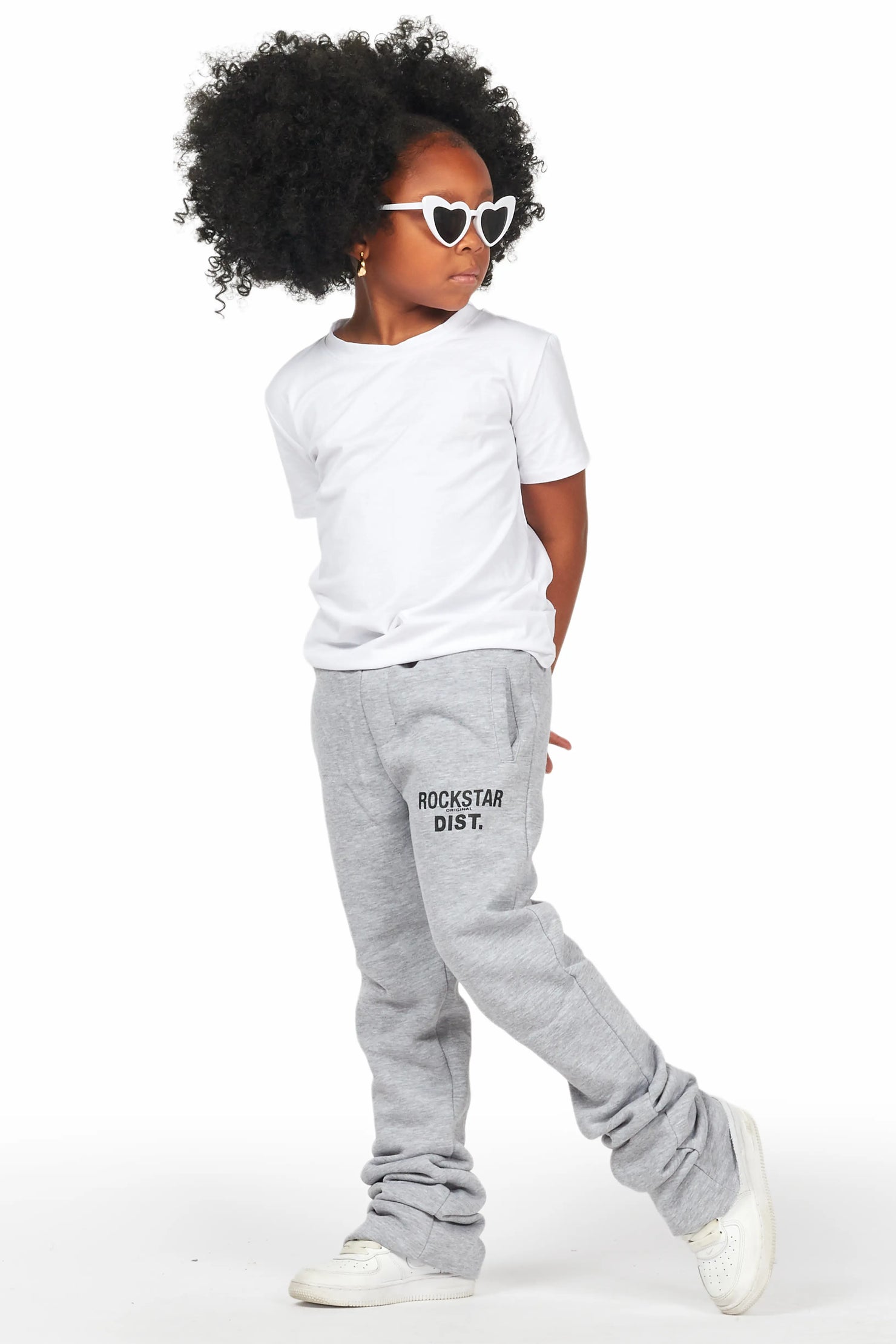 Girls Alpanna Heather Grey Super Stacked Trackpant