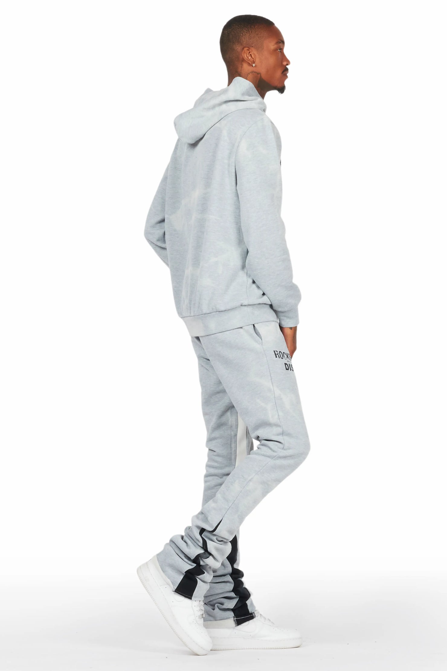 Nelly Heather Grey Hoodie/Super Stacked Flare Pant Set