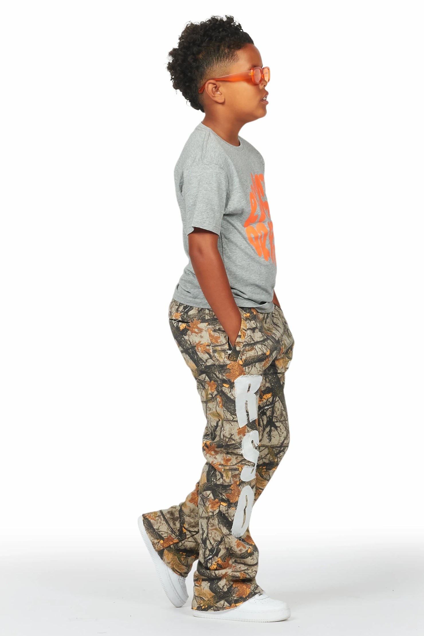 Boys Bansi Tree Camo Stacked Trackpant