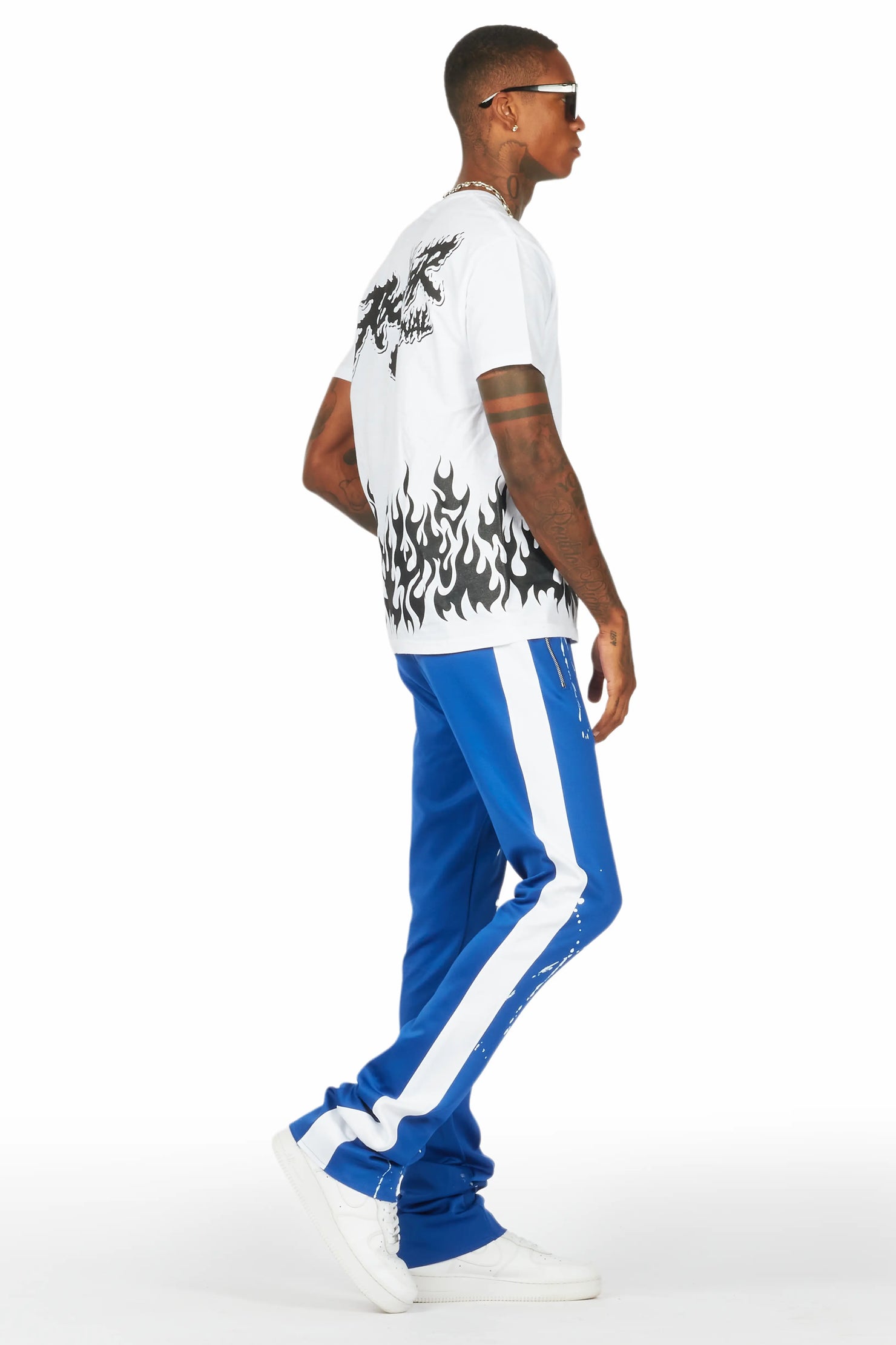 Bubble White/Royal T-Shirt/Stacked Flare Track Set