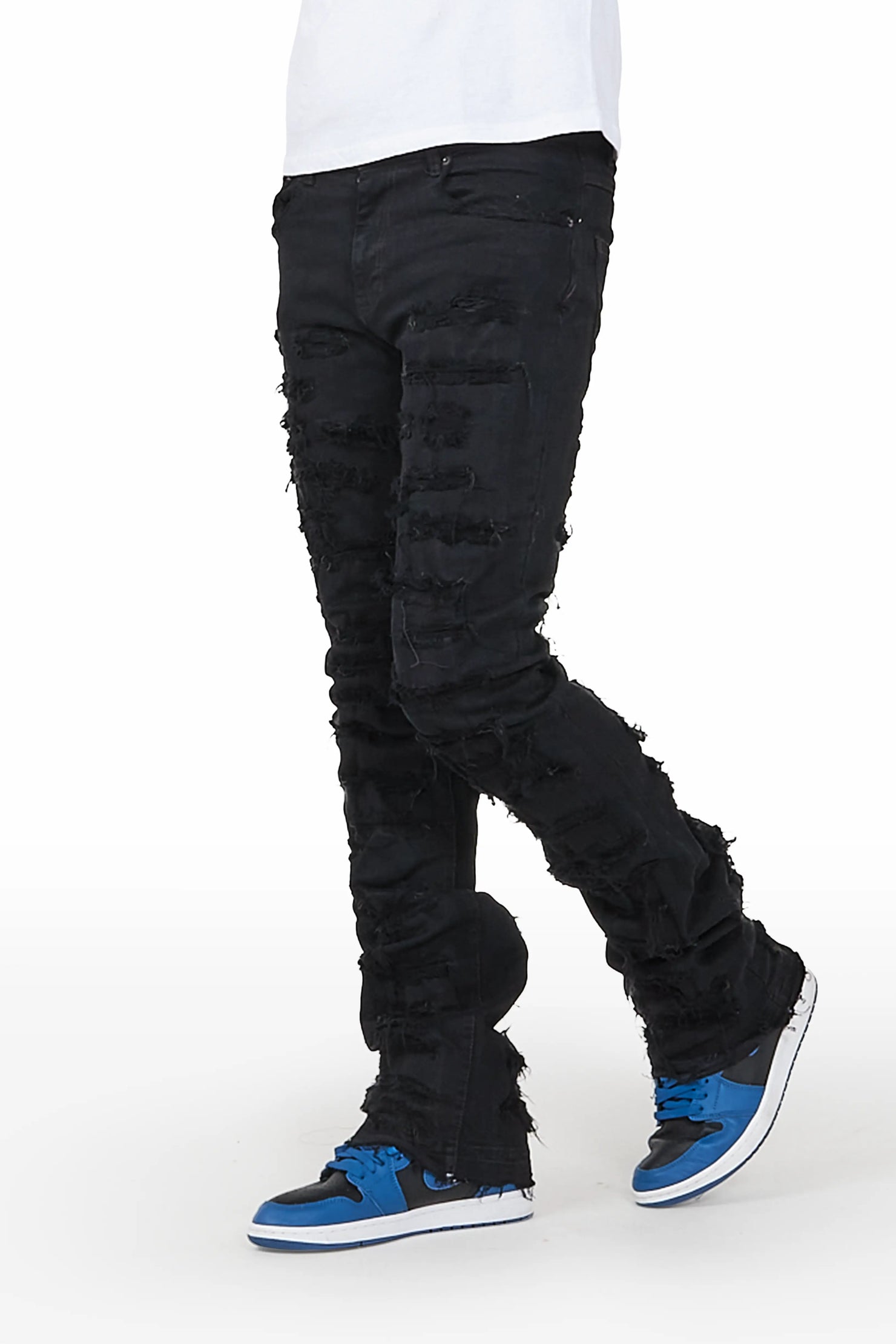 Malyk Jet Black Stacked Flare Jean