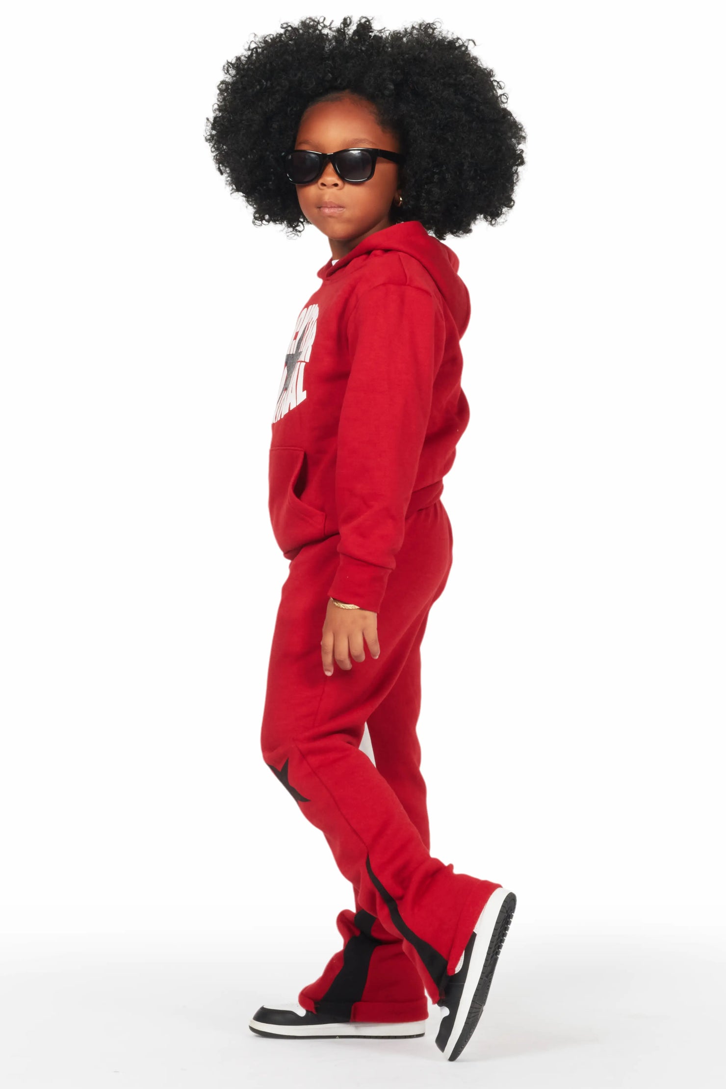 Girls Sargie Burgundy Stacked Pant Set