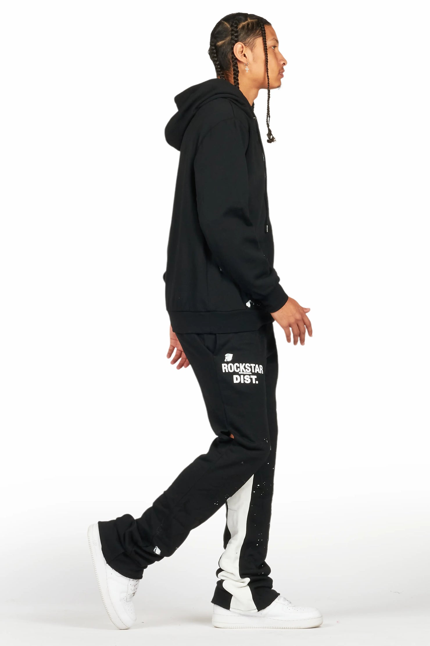 Raffer Black/White Hoodie Baggy Fit Pant Track Set