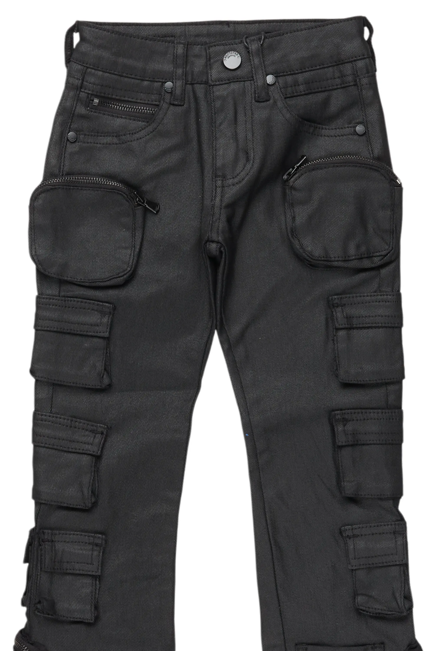 Boys Gawel Jet Black Stacked Flare Jean