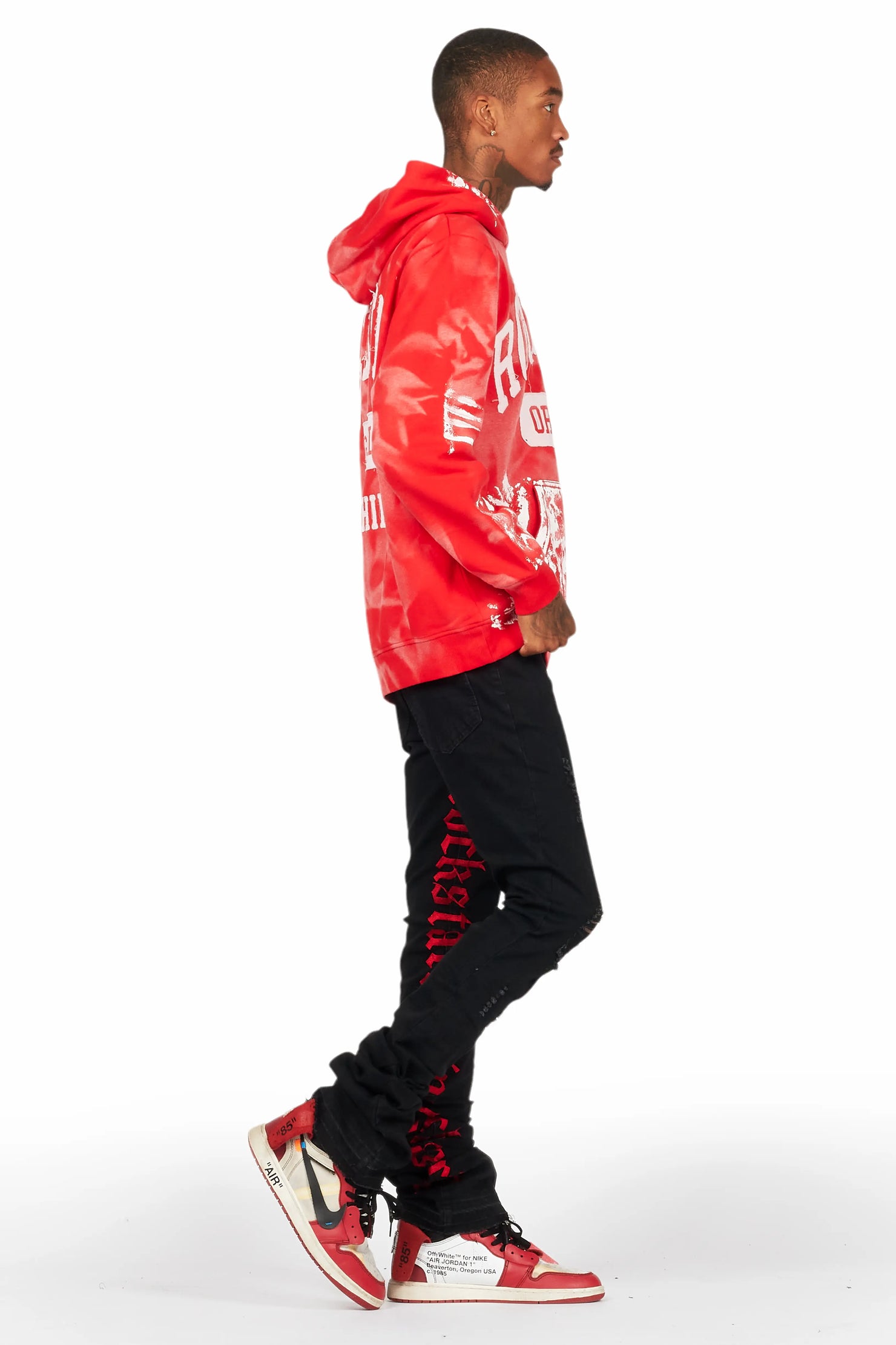 Karlo Red Hoodie/Super Stacked Flare Jean Bundle