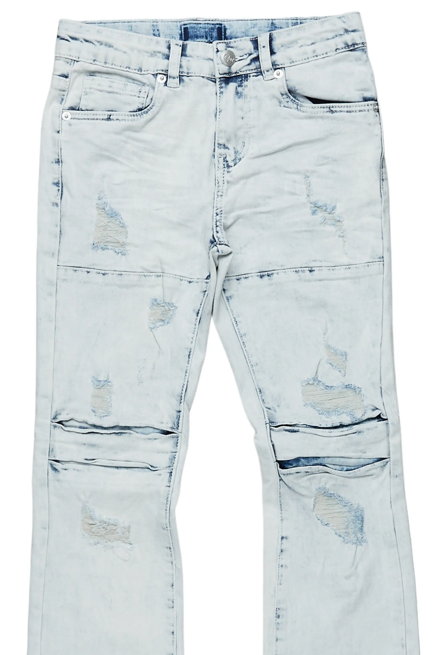 Girls Xaila Light Blue Stacked Flare Jean