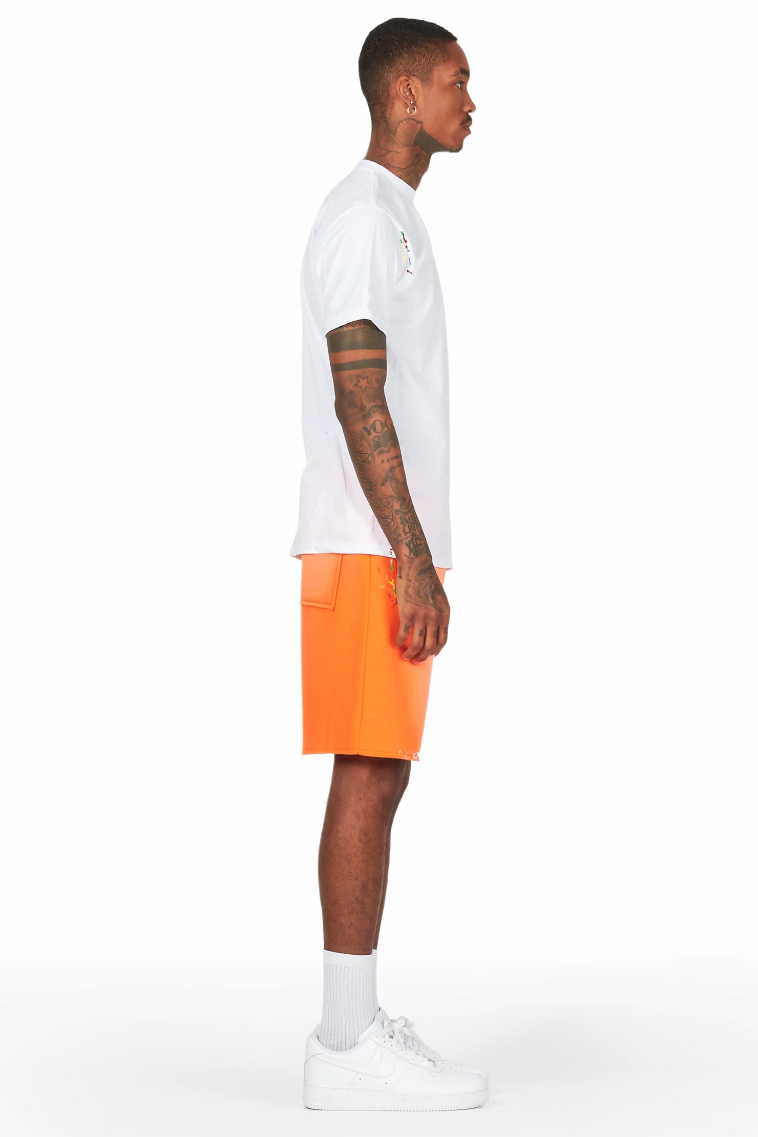 Rockstar Art Dist. White/Orange T-Shirt Short Set