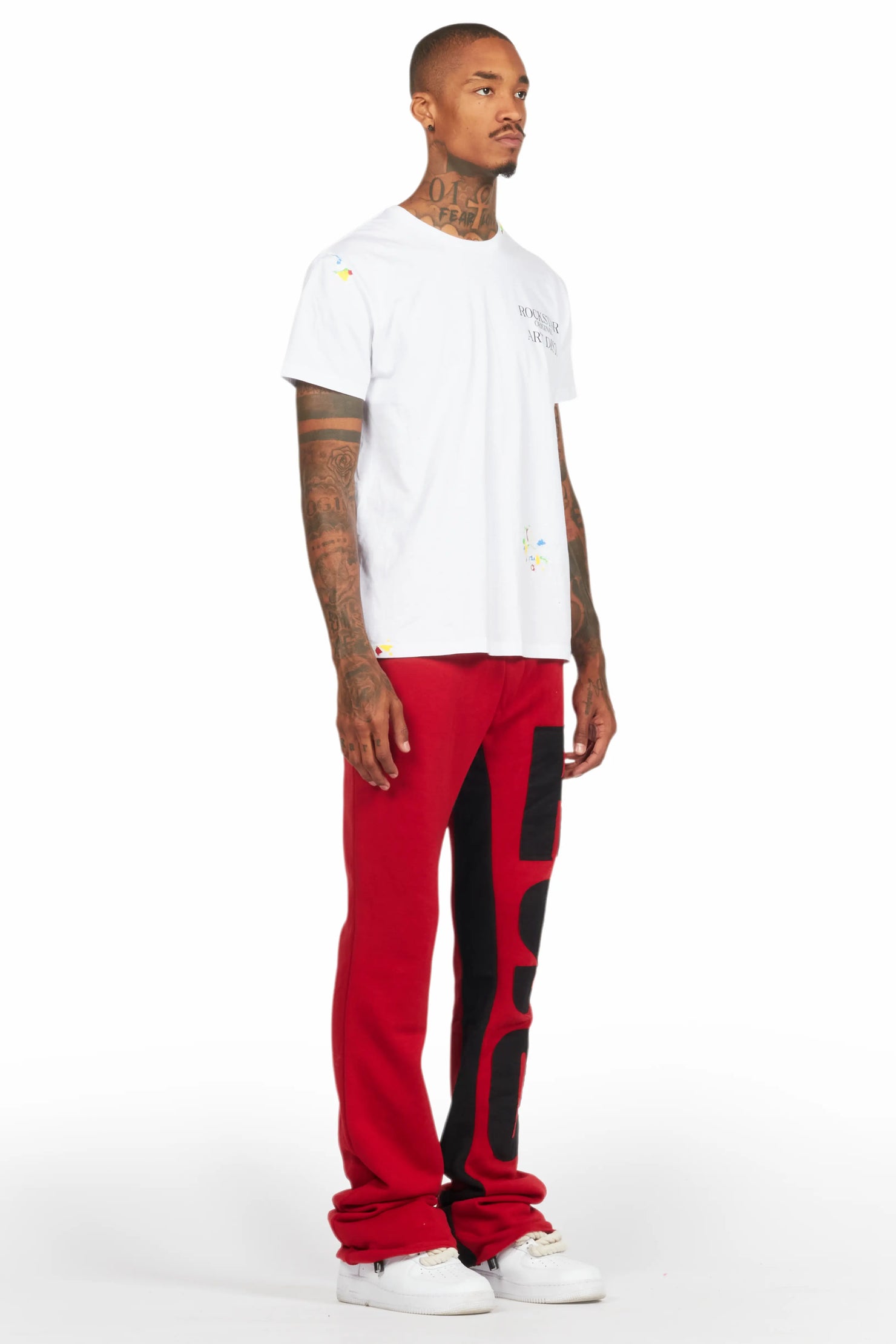 Uko Burgundy Stacked Baggy Track Pant