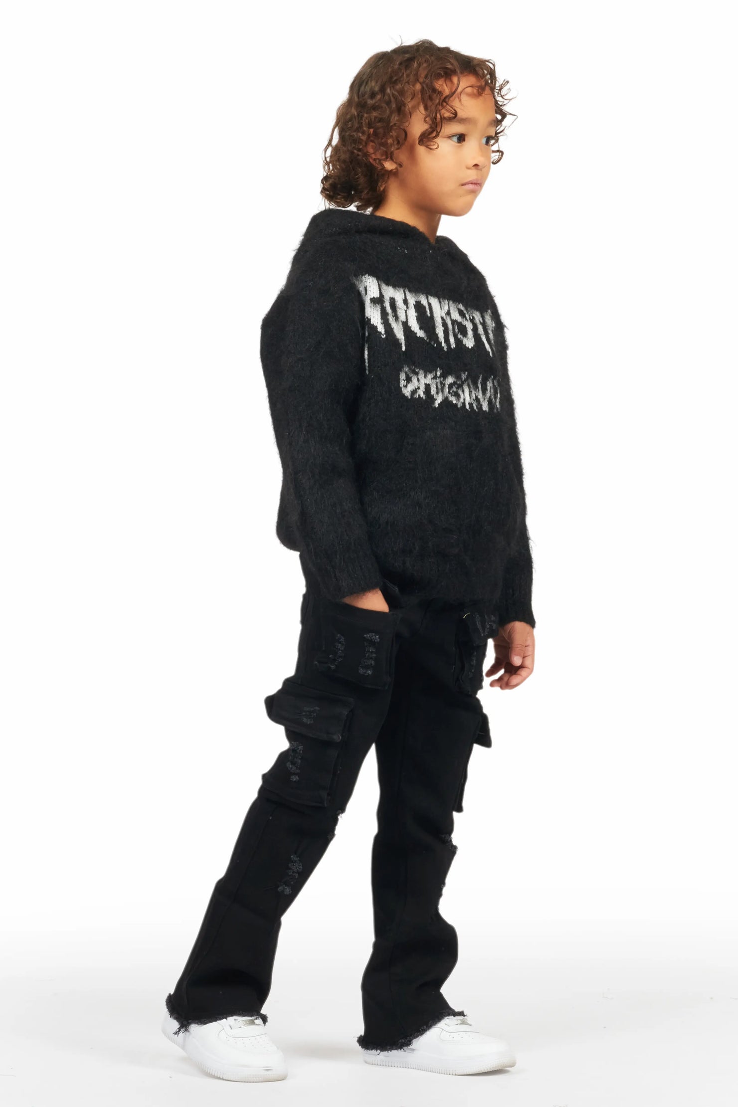 Boys Gentry Black Stacked Flare Jean