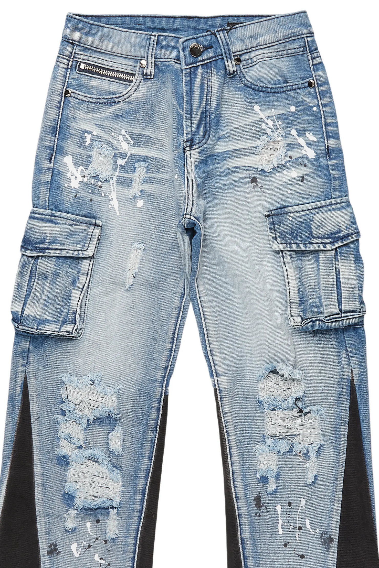 Girls Dubaku Blue Cargo Baggy Fit Jean