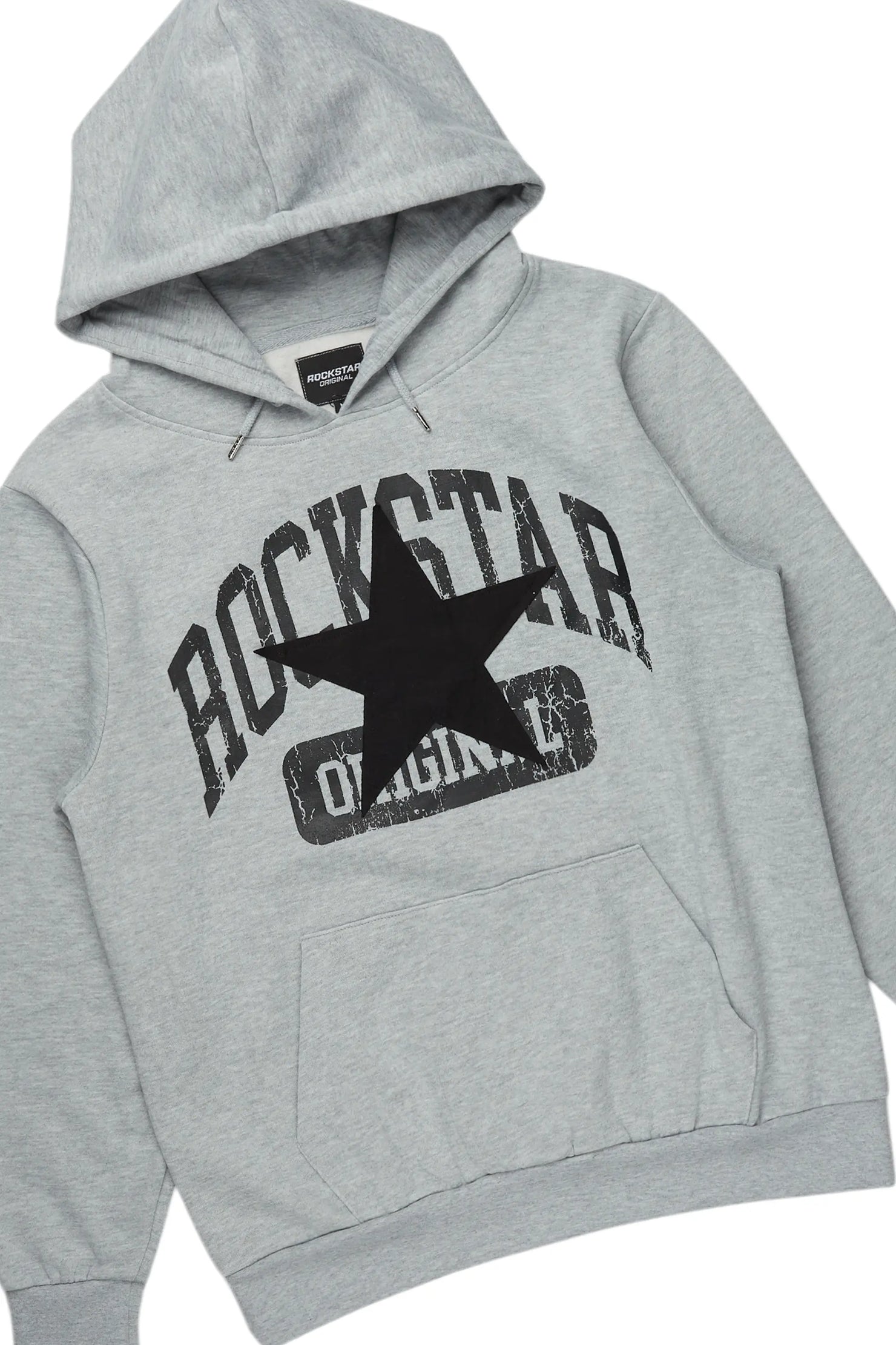 Mallor Heather Grey Baggy Stacked Hoodie Track Set