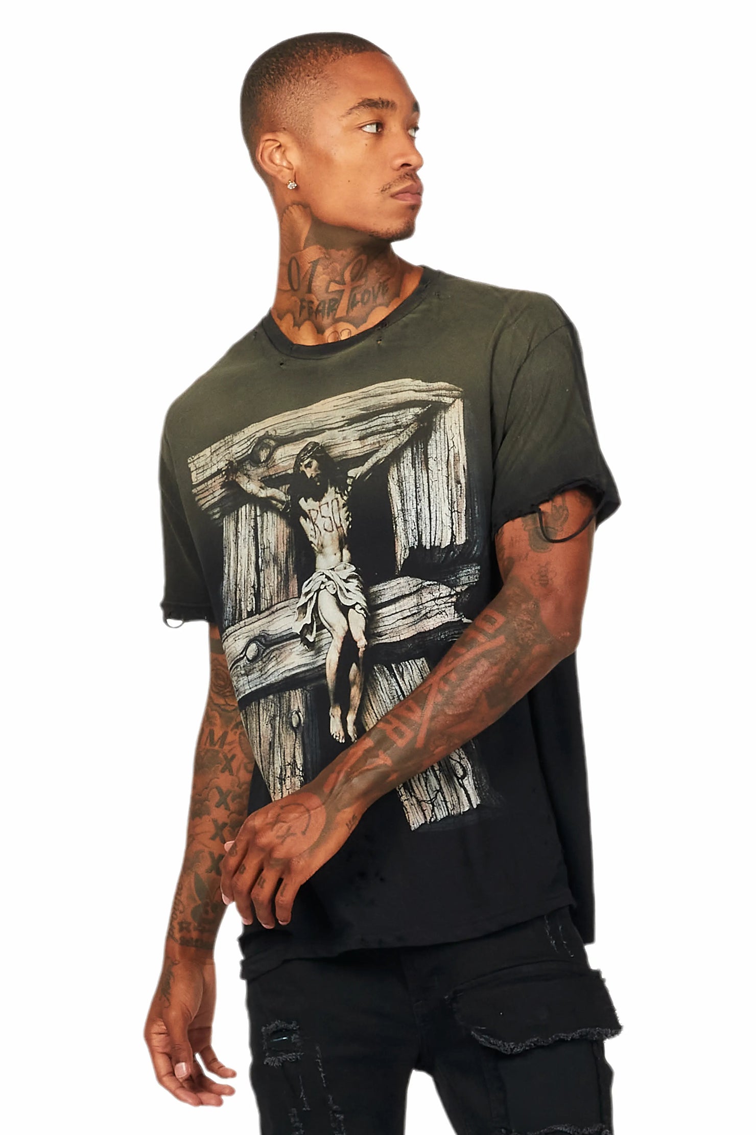 Panos Black Graphic Oversized T-Shirt