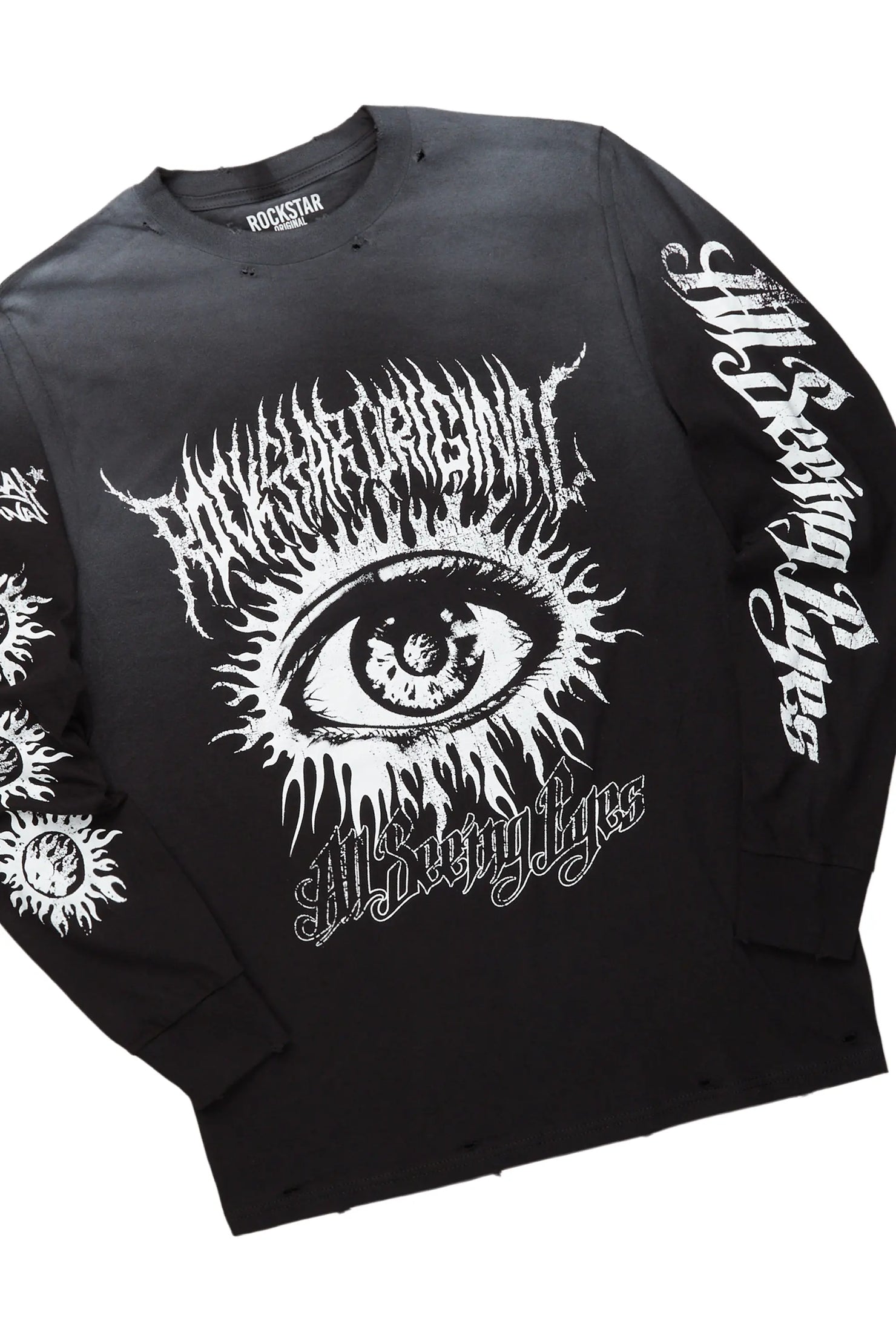 All Seeing Eyes Black Long Sleeve T-Shirt & Colin Black Stacked Flare Track Set