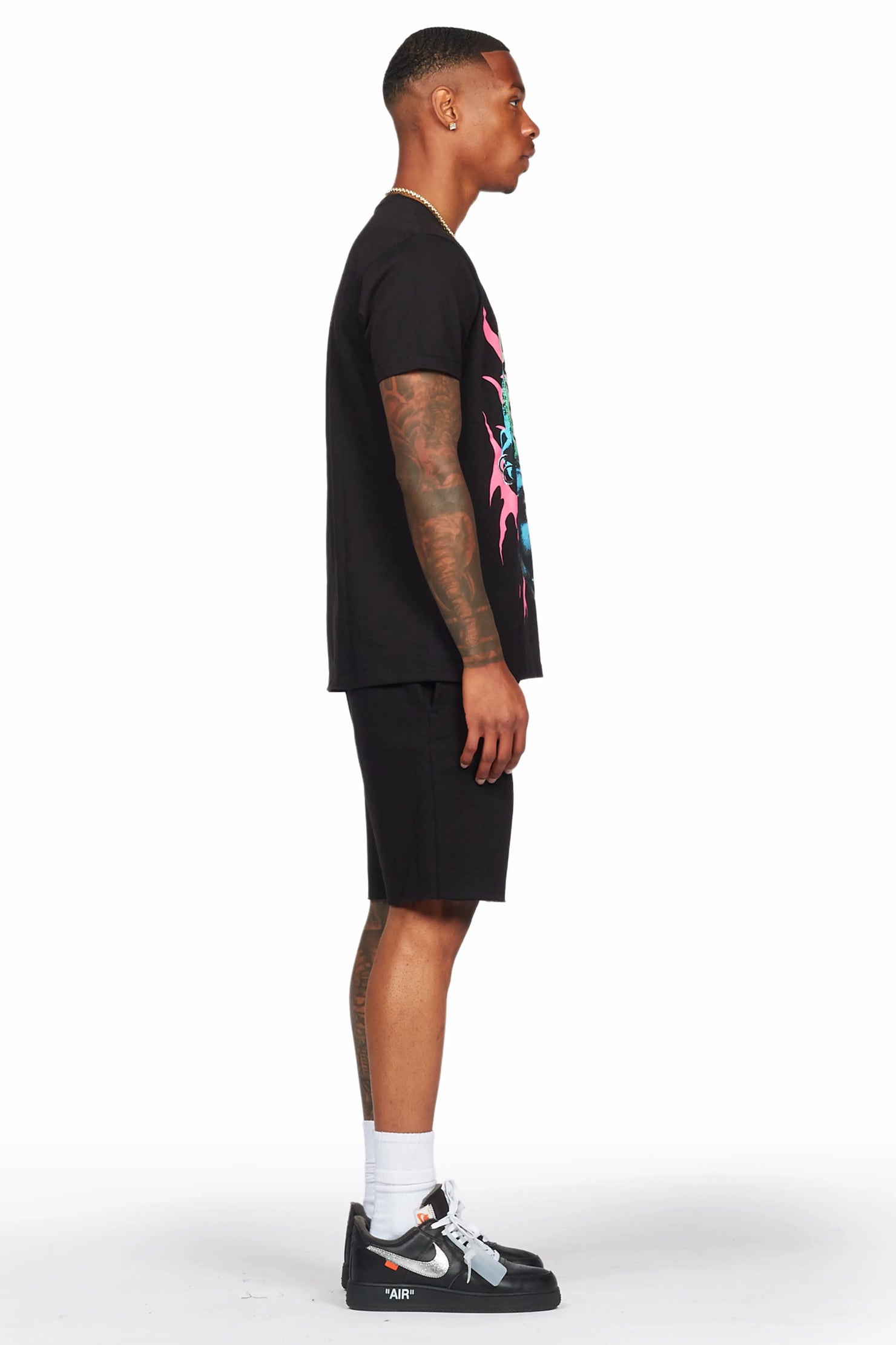 Waves Black T-Shirt/Short Set