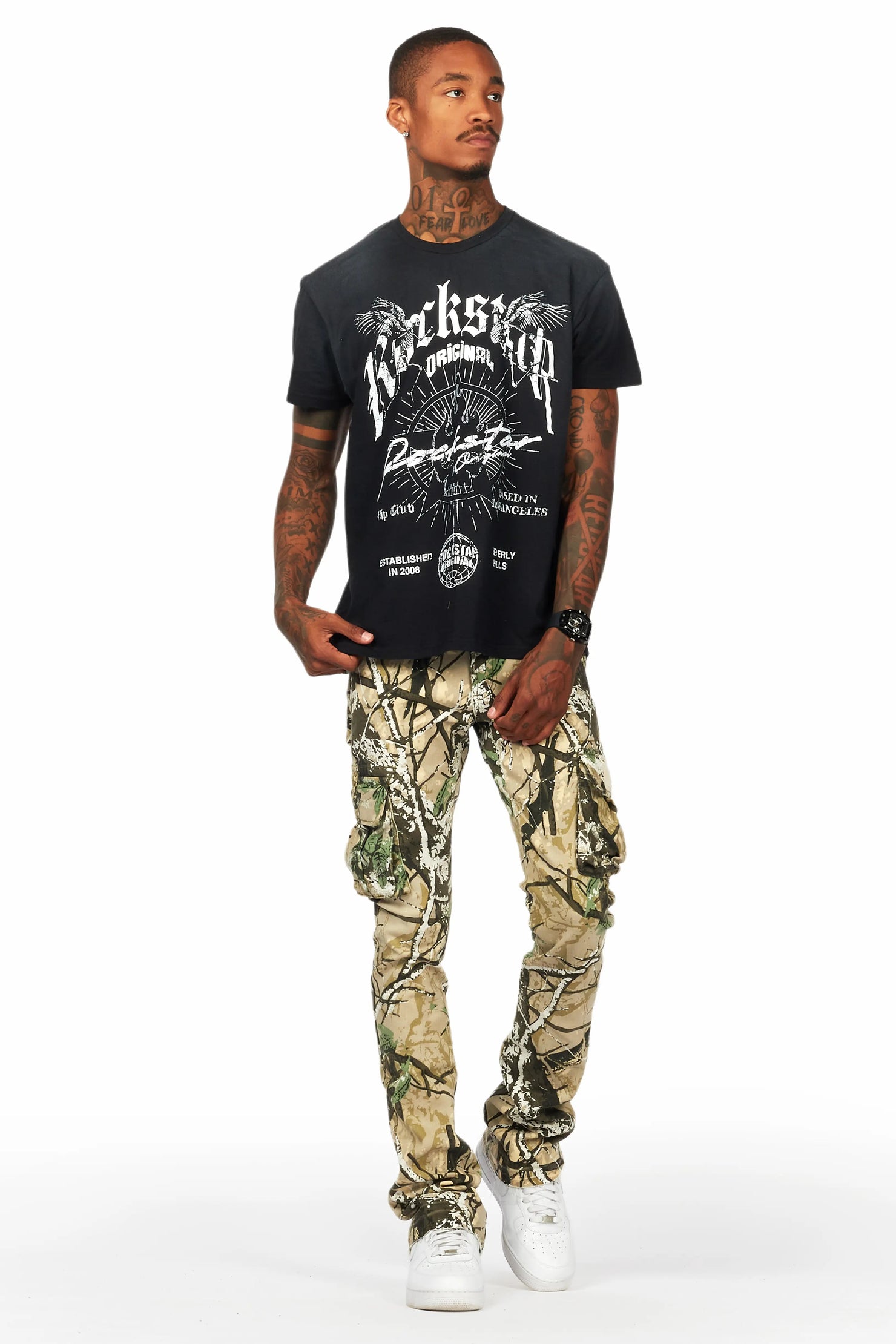 Kirrem Tree Camo Stacked Flare Jean