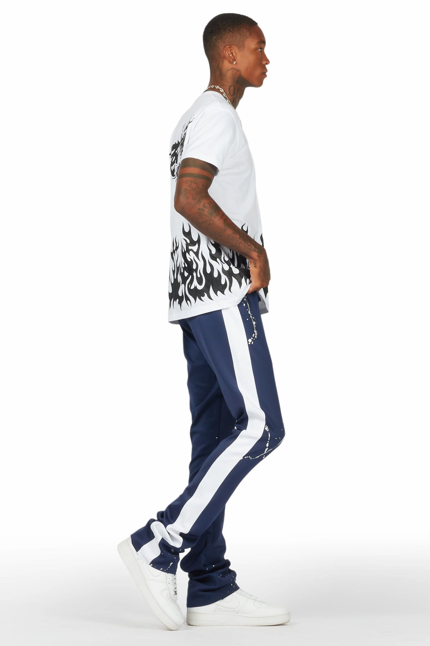 Bubble White/Navy T-Shirt/Stacked Flare Track Set