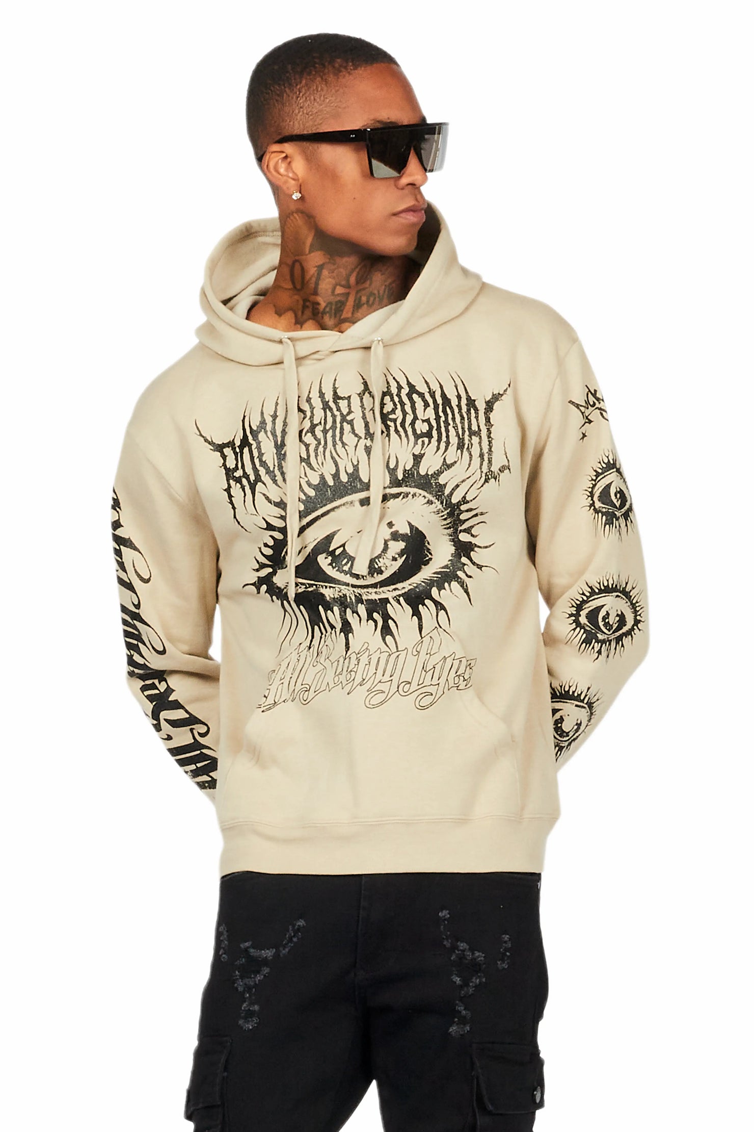 All Seeing Eyes Oatmeal Graphic Hoodie