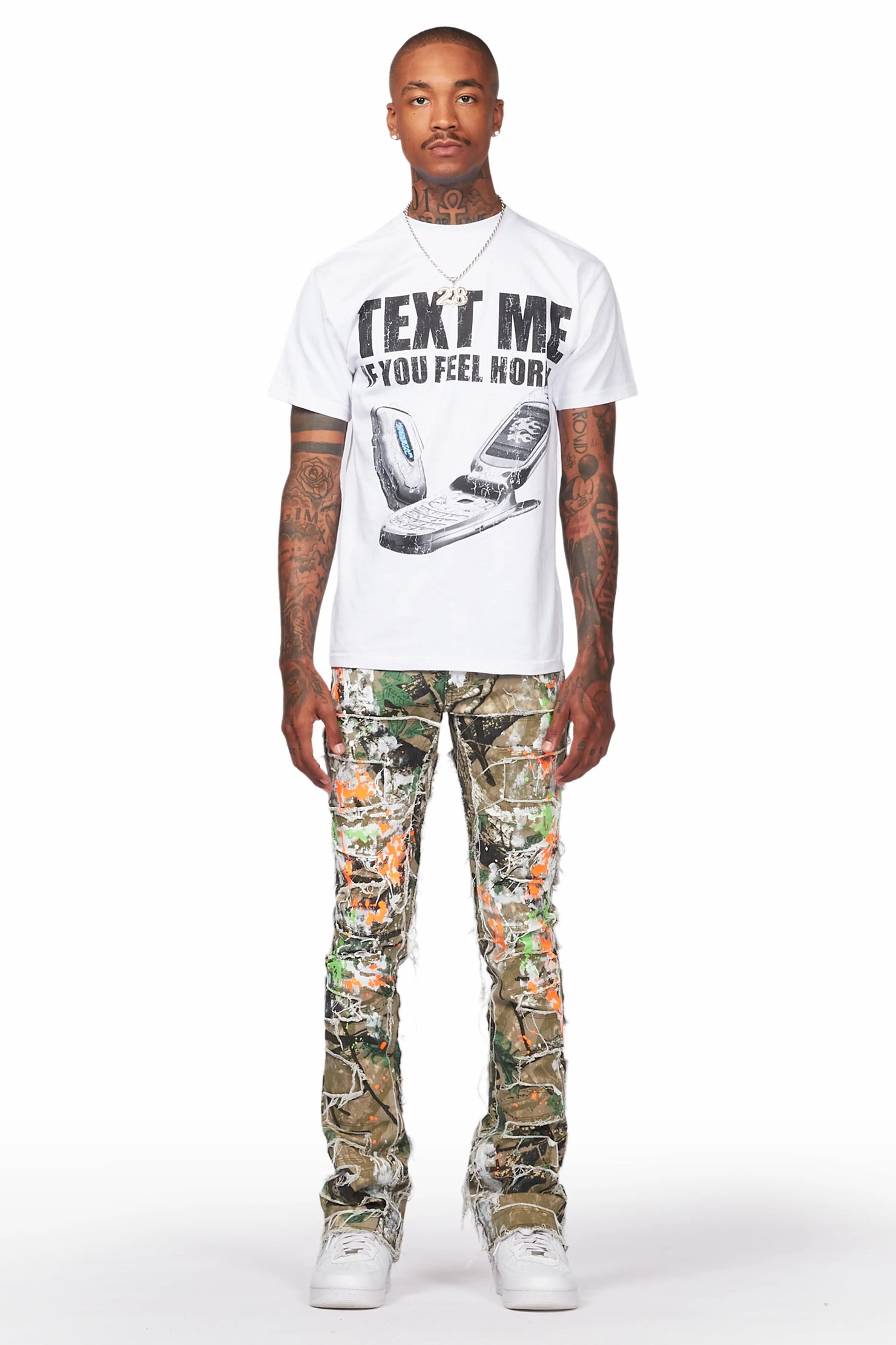 Egras Tree Camo Painter Stacked Flare Jean