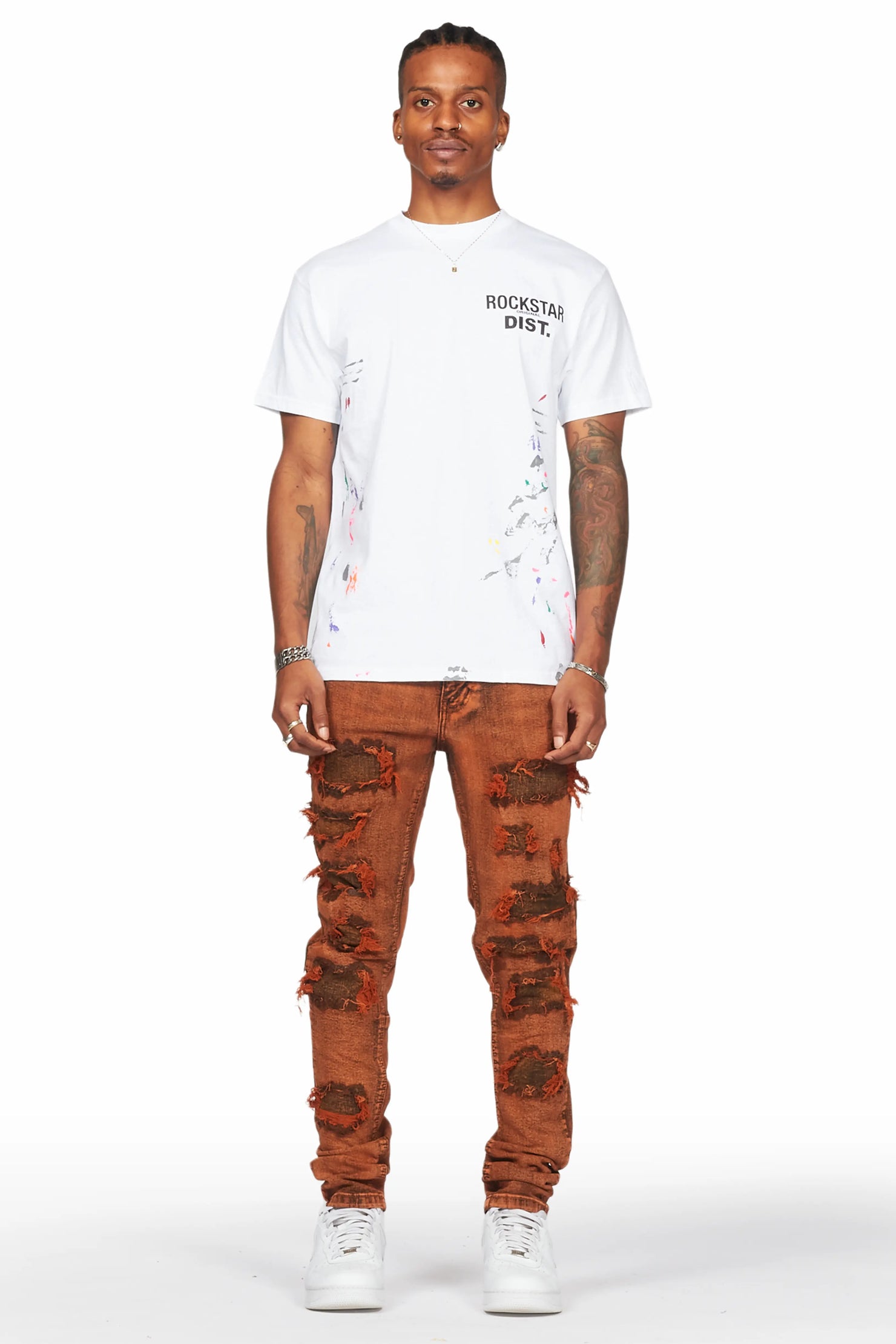 Dalit Orange Under Patch Skinny Fit Jean