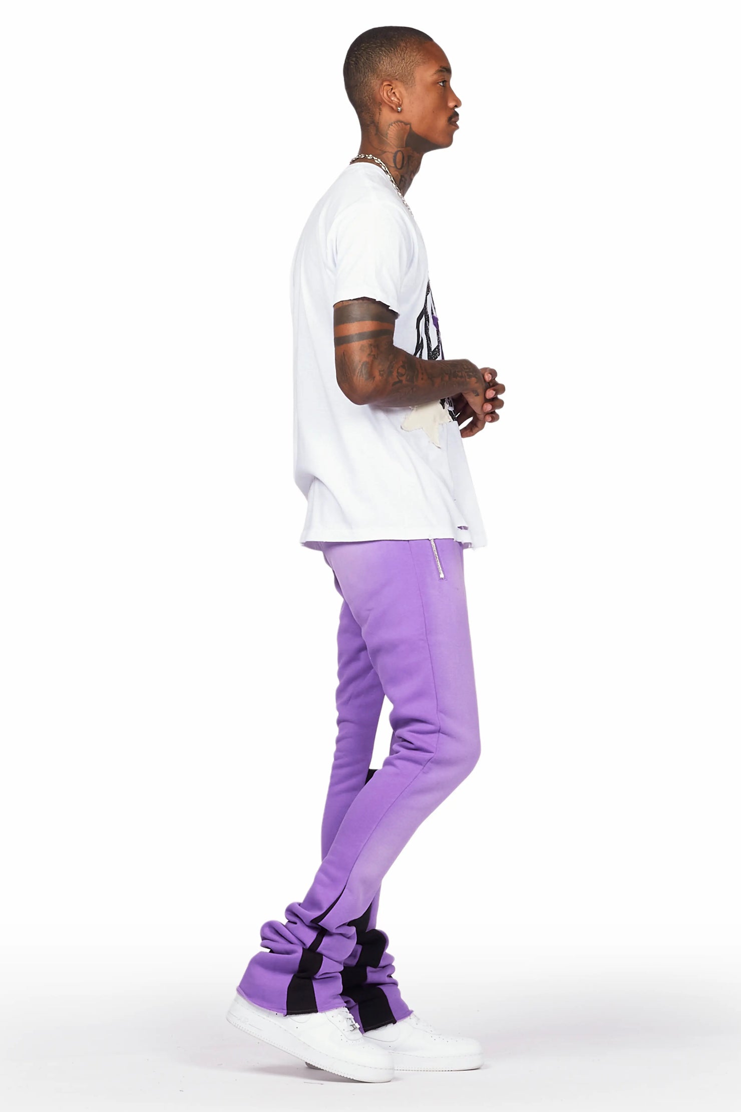 Mallor Purple/White T-Shirt/Super Stacked Track Set