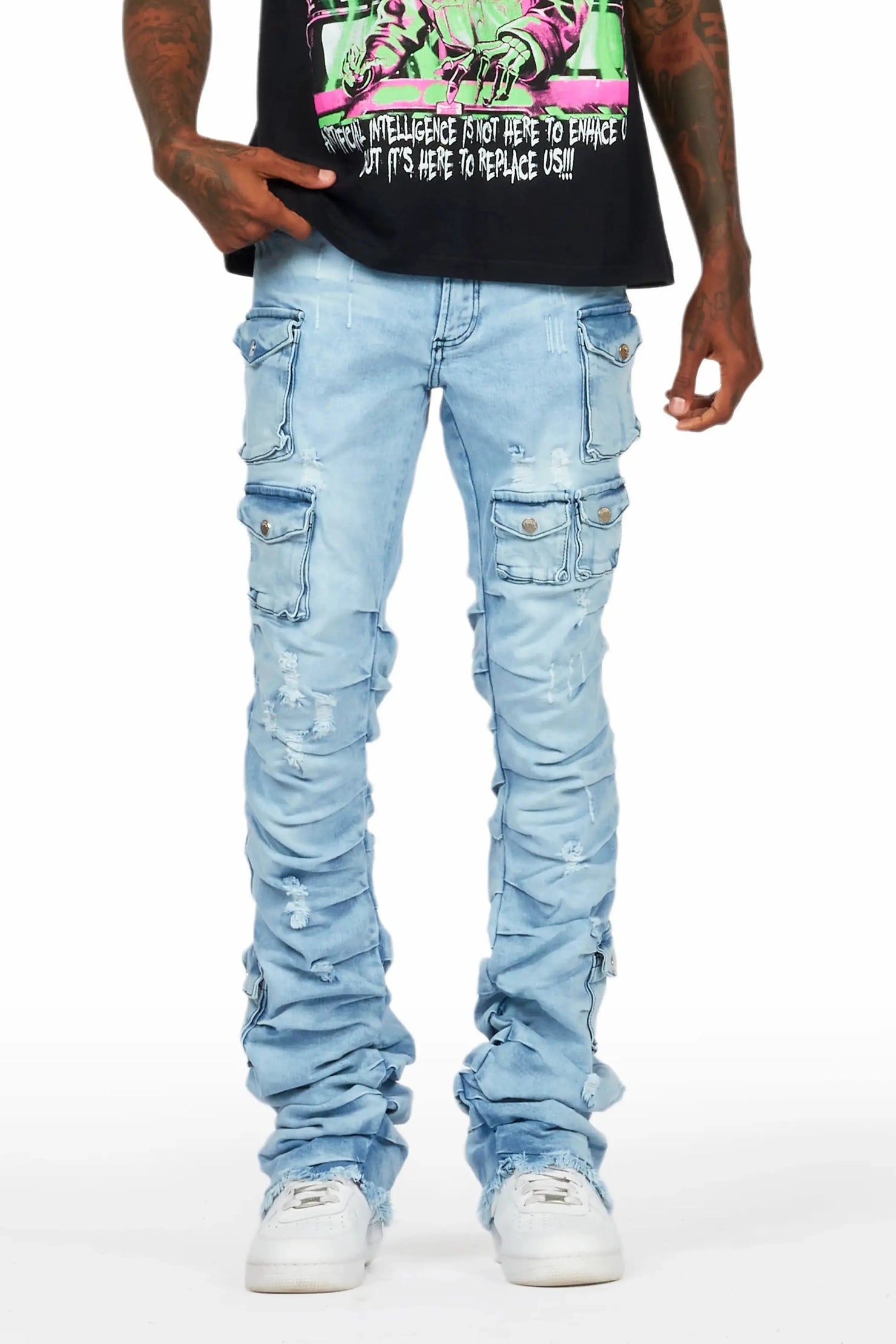 Gentry Blue Stacked Flare Jean