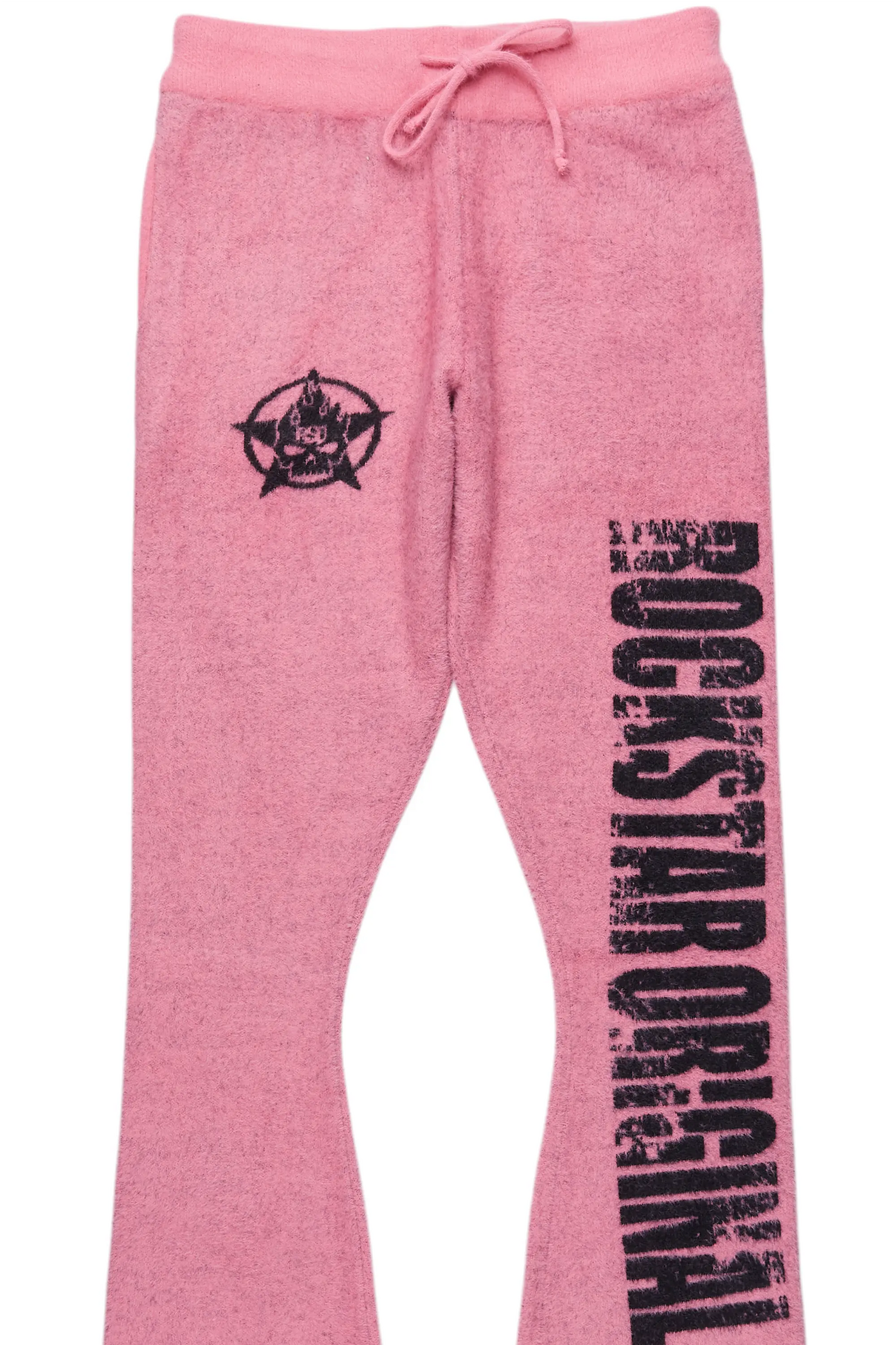 Keve Pink Knitted Mohair Flare Sweat Pant