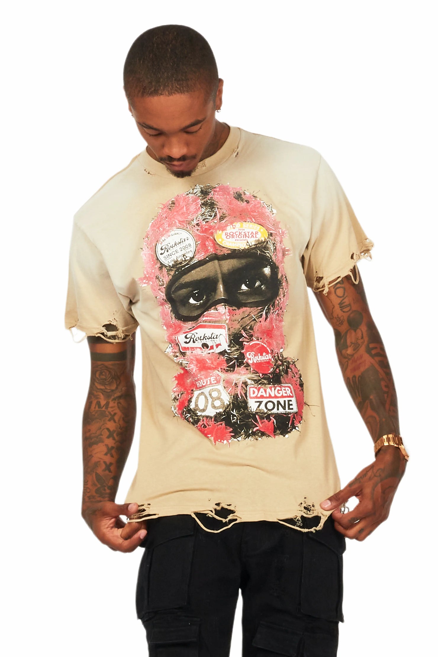 Lemar Beige Oversized Graphic T-Shirt