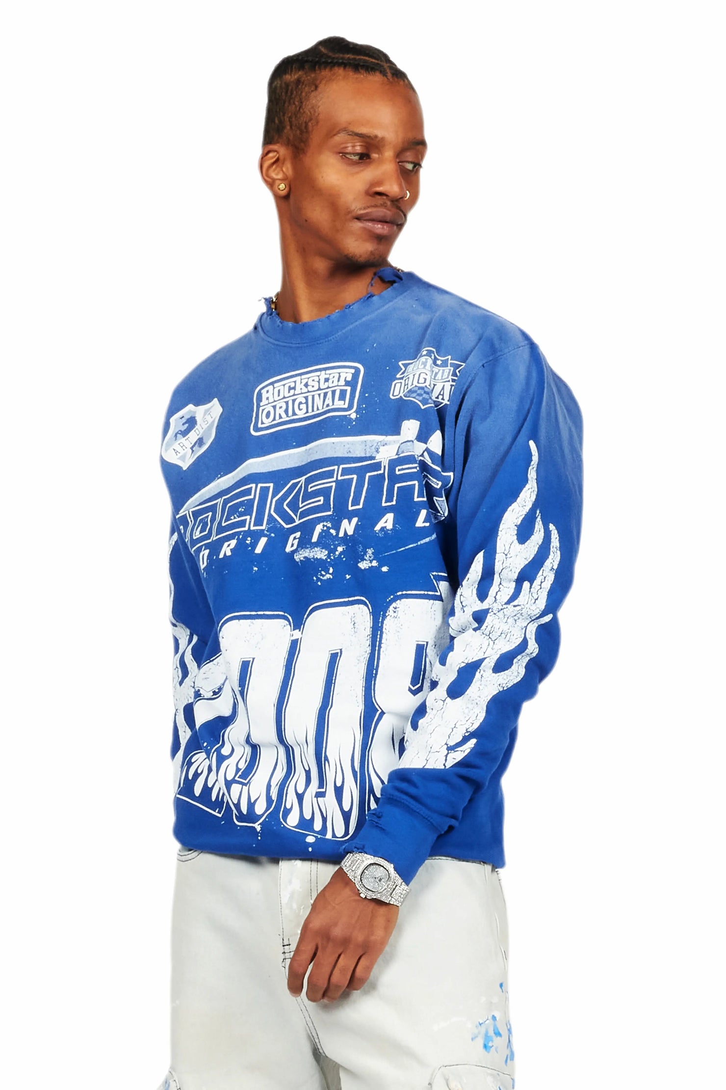 Amos Royal Blue Graphic Crewneck