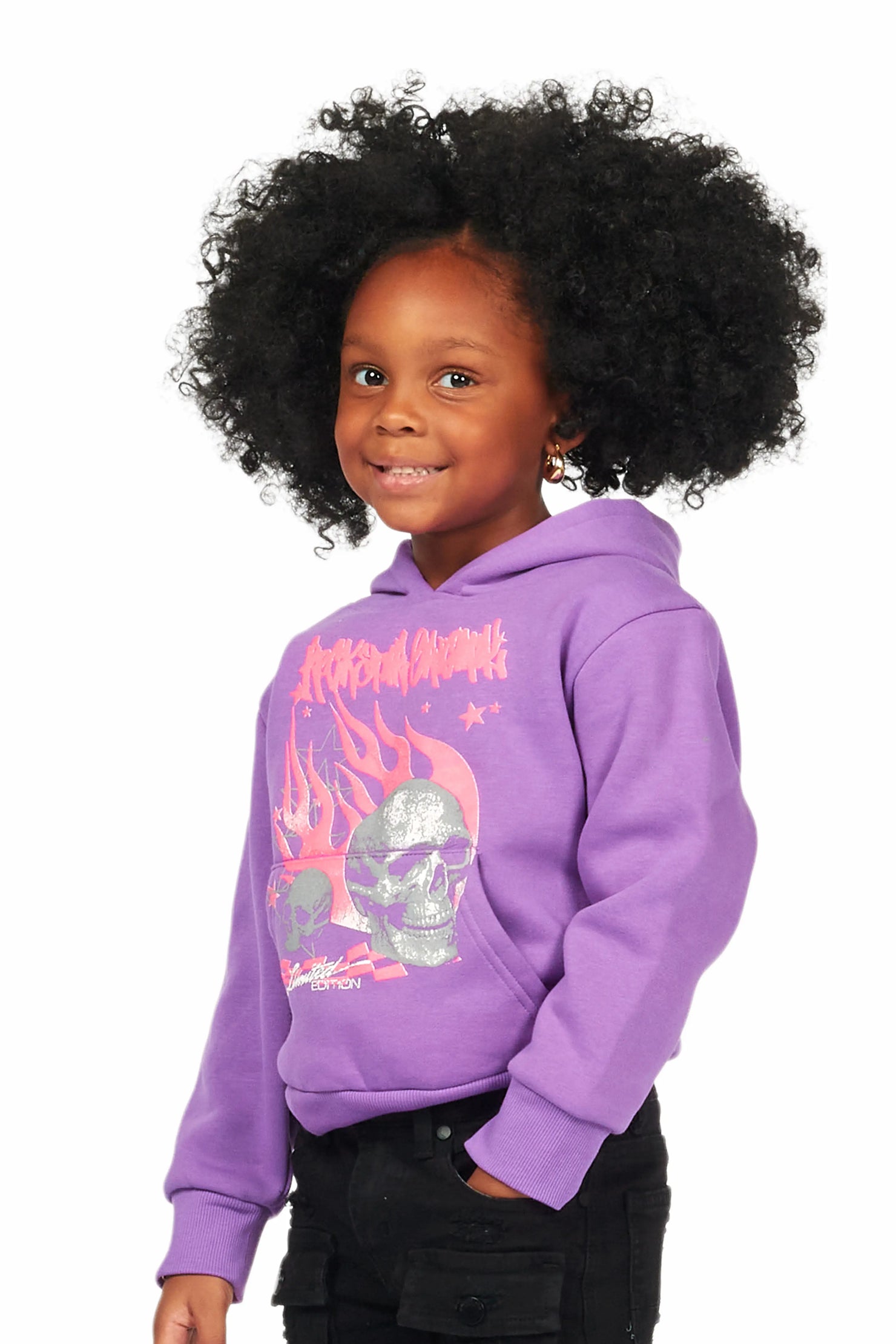 Girls Anessa Purple Graphic Hoodie