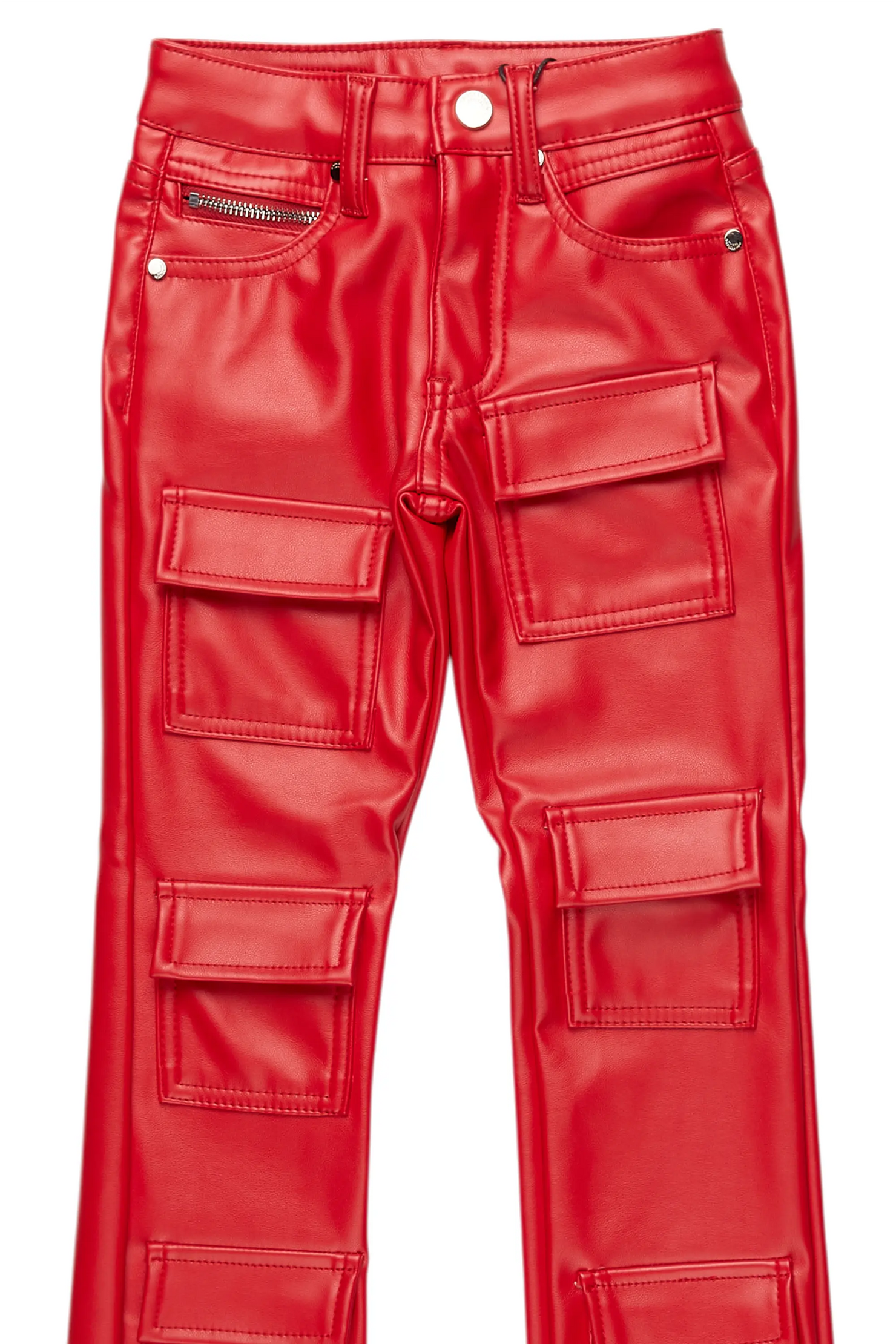 Girls Petrus Red  PU Leather Jean