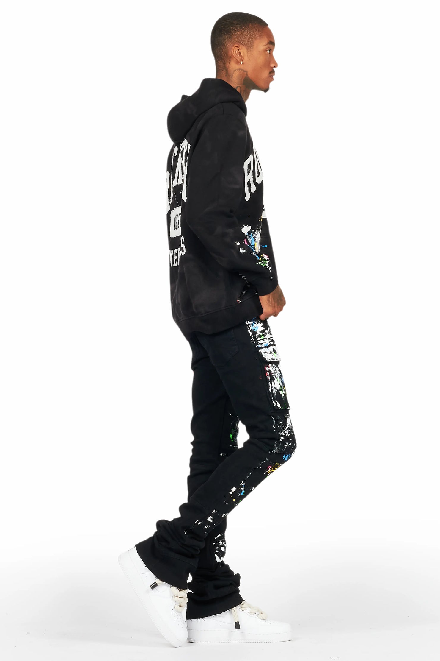 Balta Black Hoodie/Super Stacked Flare Jean Bundle