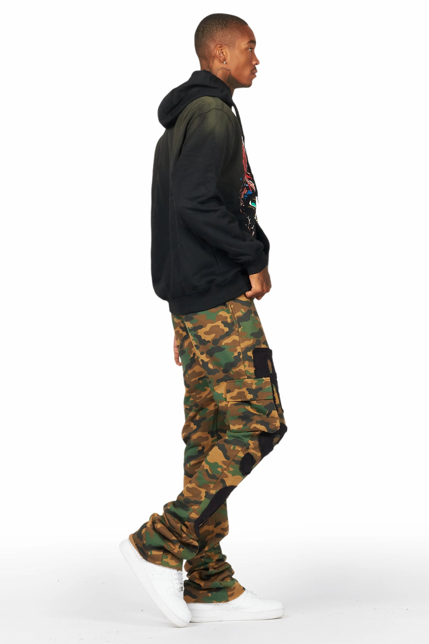 Admir Faded Camo Stacked Flare Pant