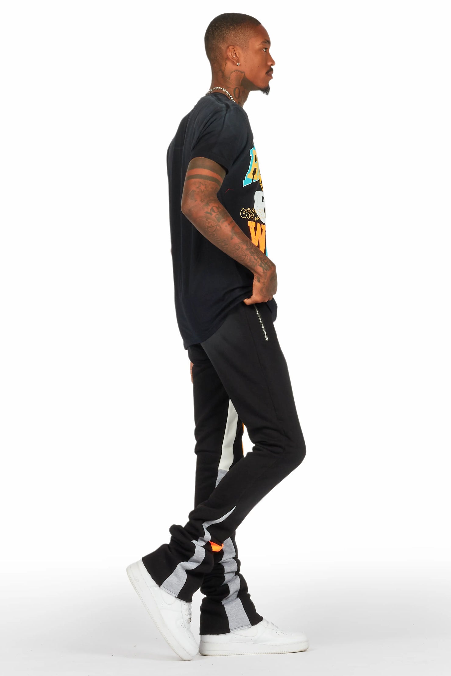 Jaka Black T-Shirt/Super Stacked Flare Track Set